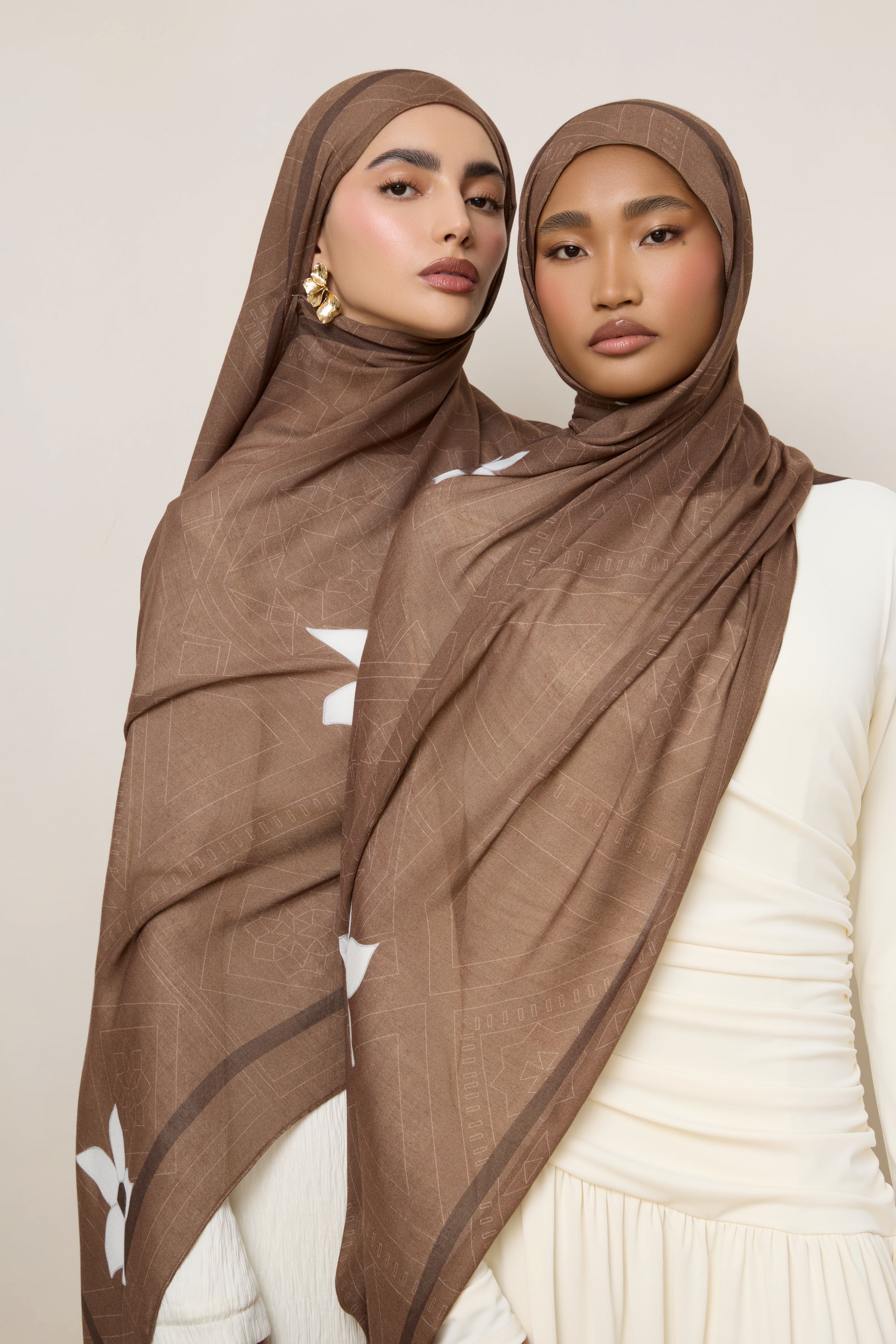 Printed Modal Hijab - Damascene Hijabs Veiled