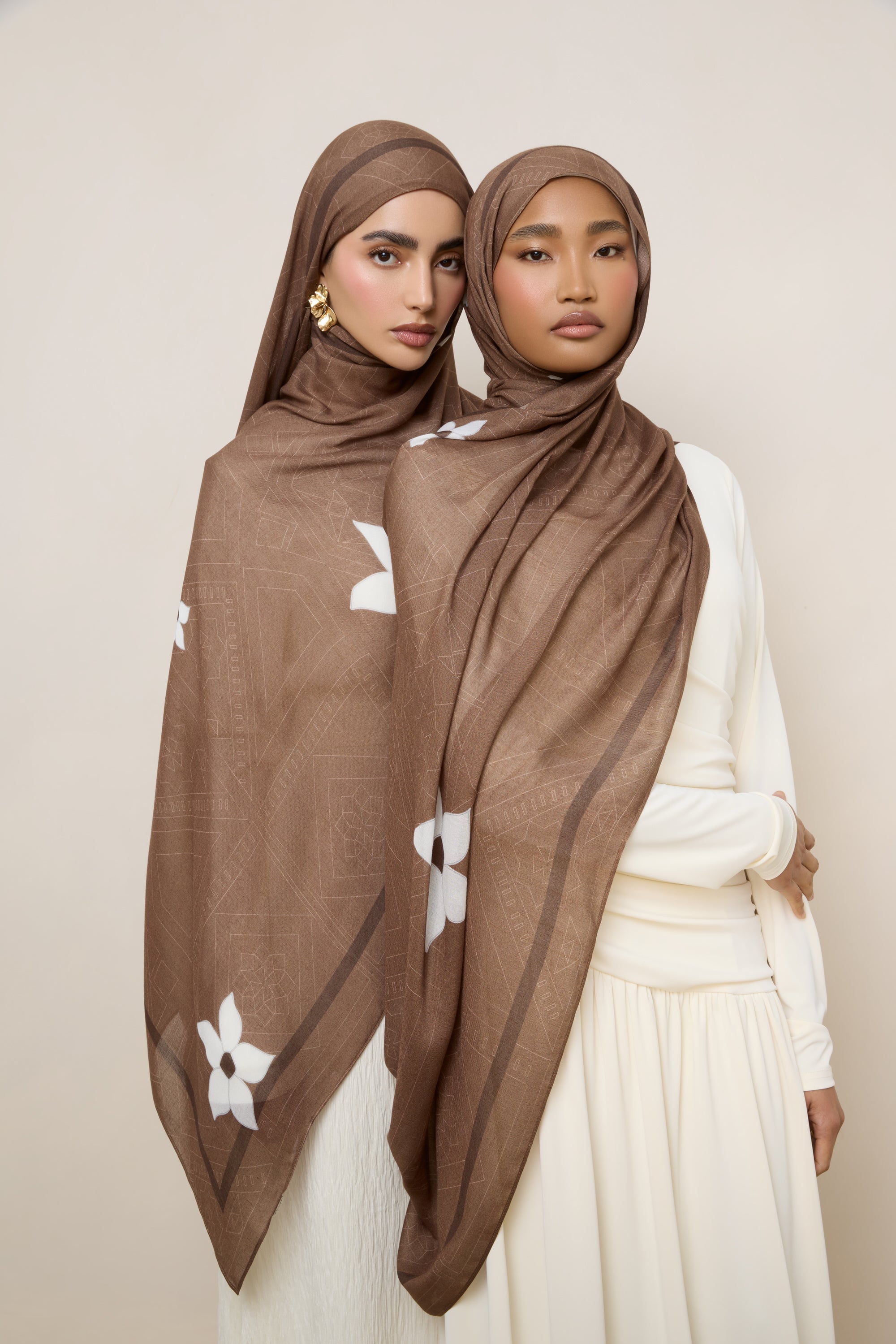 Printed Modal Hijab - Damascene Hijabs Veiled