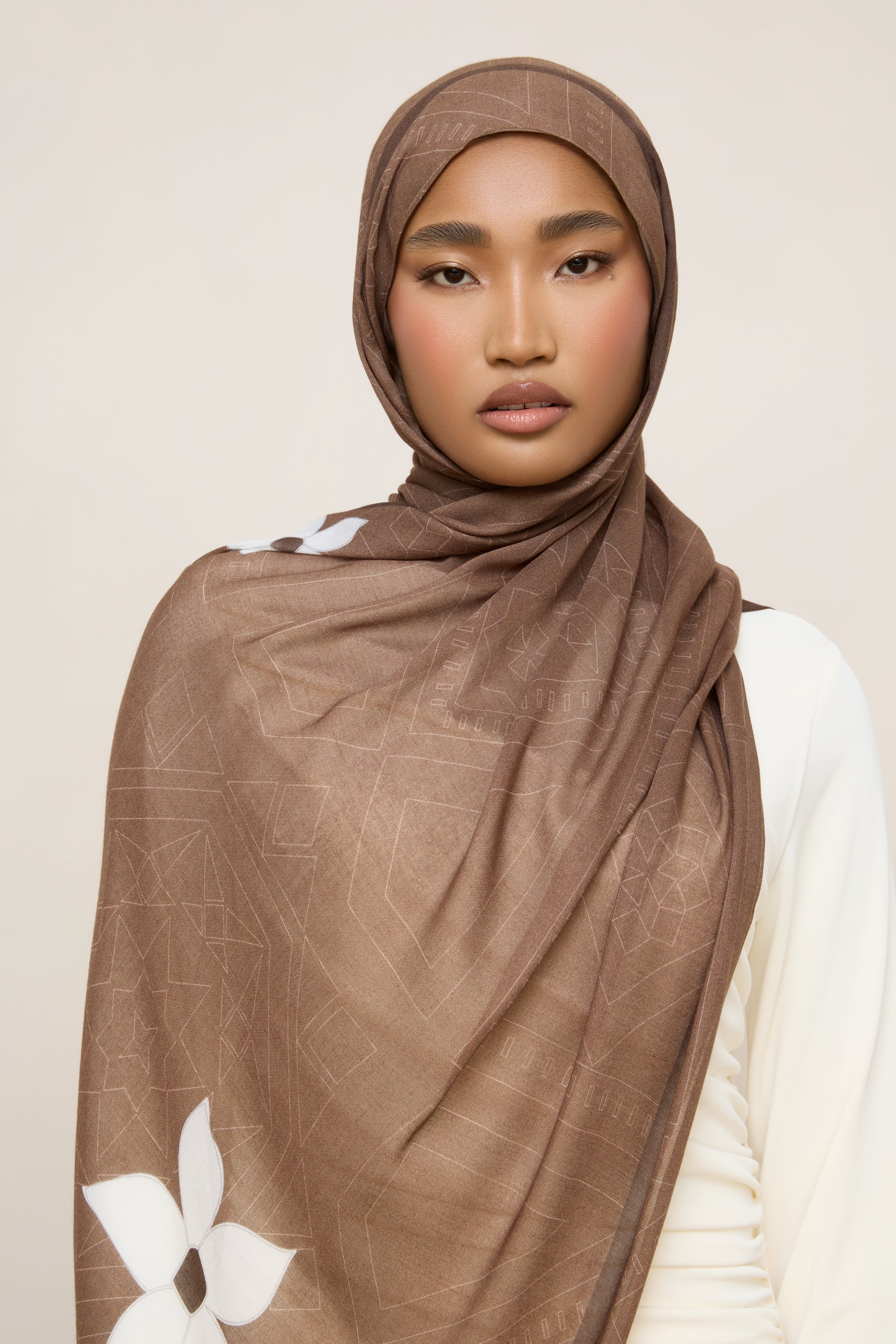 Printed Modal Hijab - Damascene Hijabs Veiled