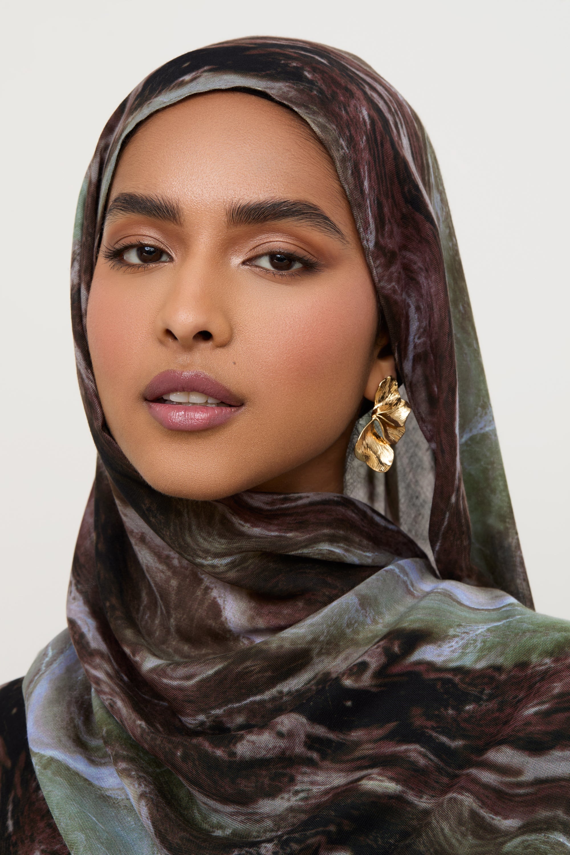 Printed Modal Hijab - Earth Marble Hijabs Veiled