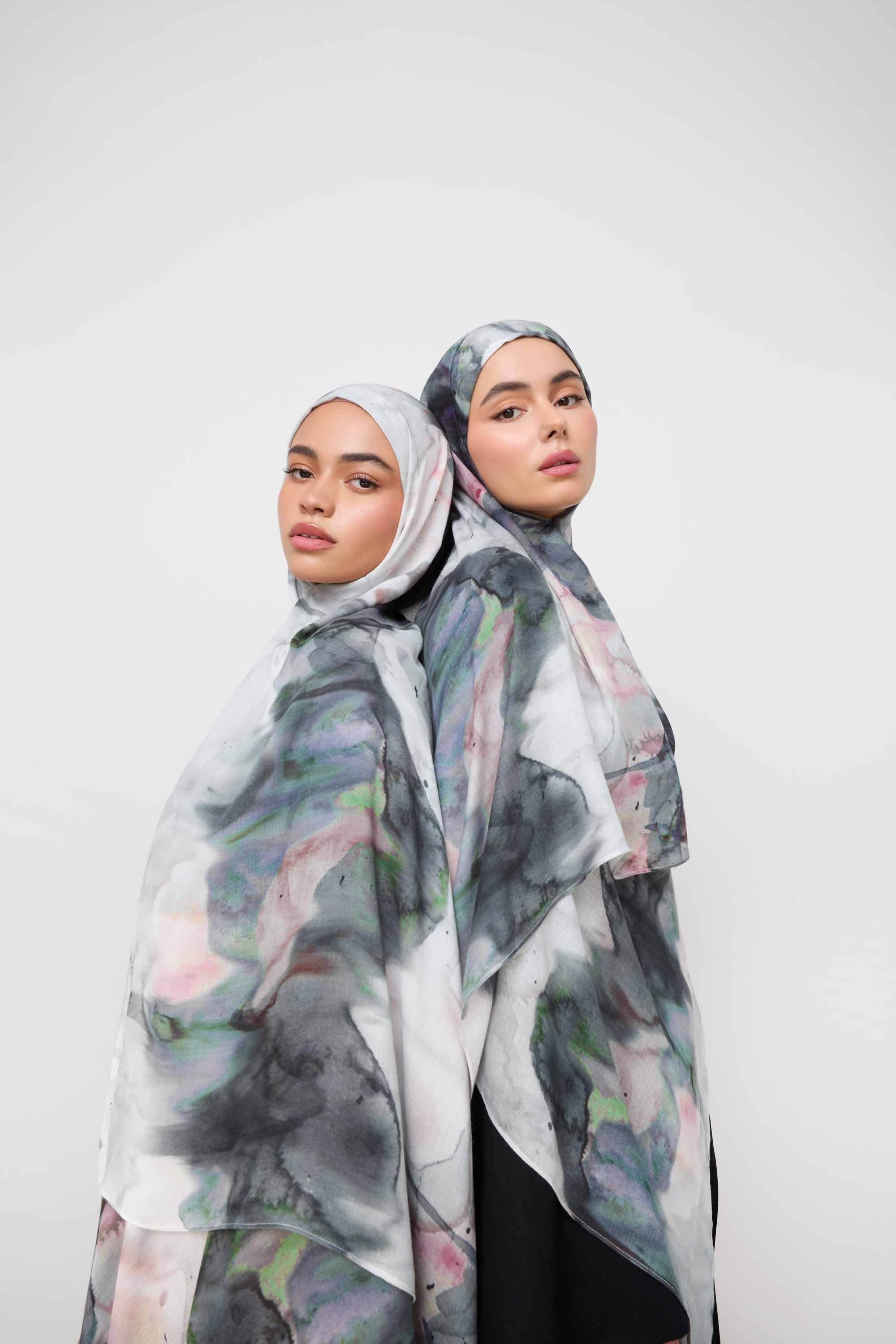 Printed Modal Hijab - Marble Dream Hijabs Veiled