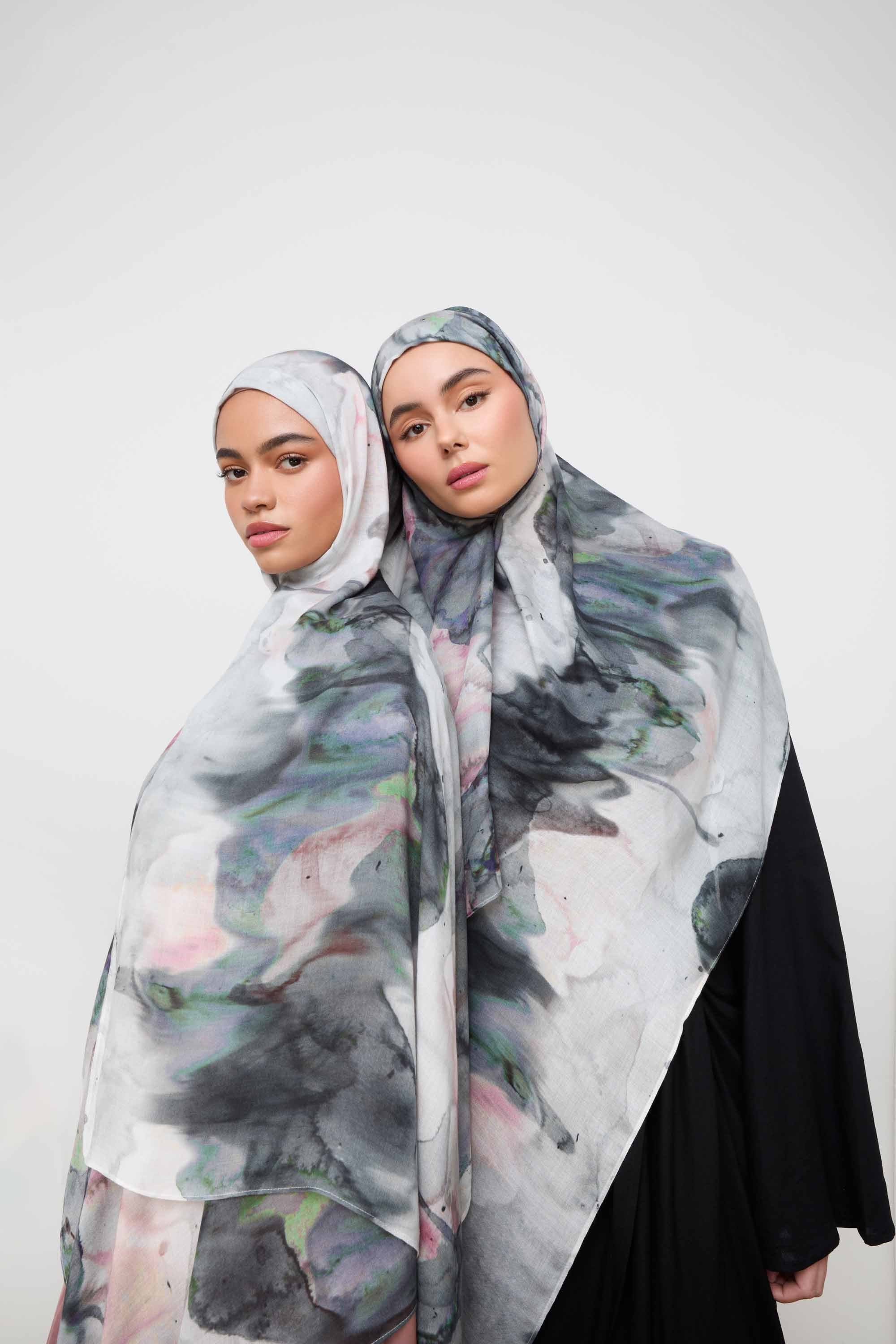 Printed Modal Hijab - Marble Dream Hijabs Veiled