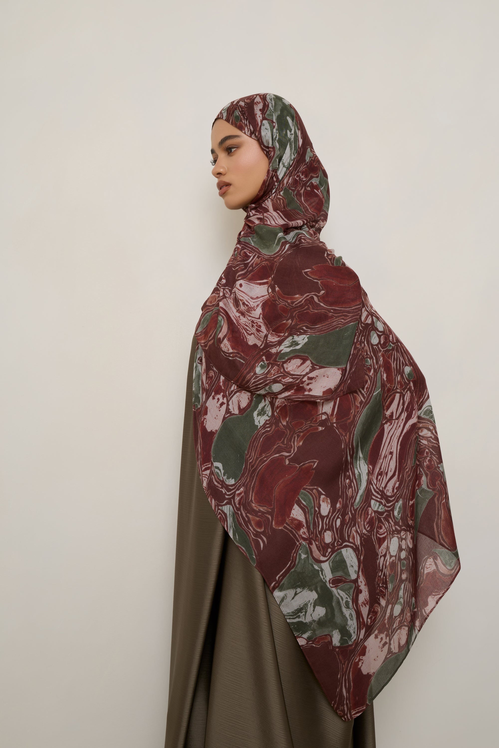 Printed Modal Hijab - Marble Swirl Hijabs Veiled