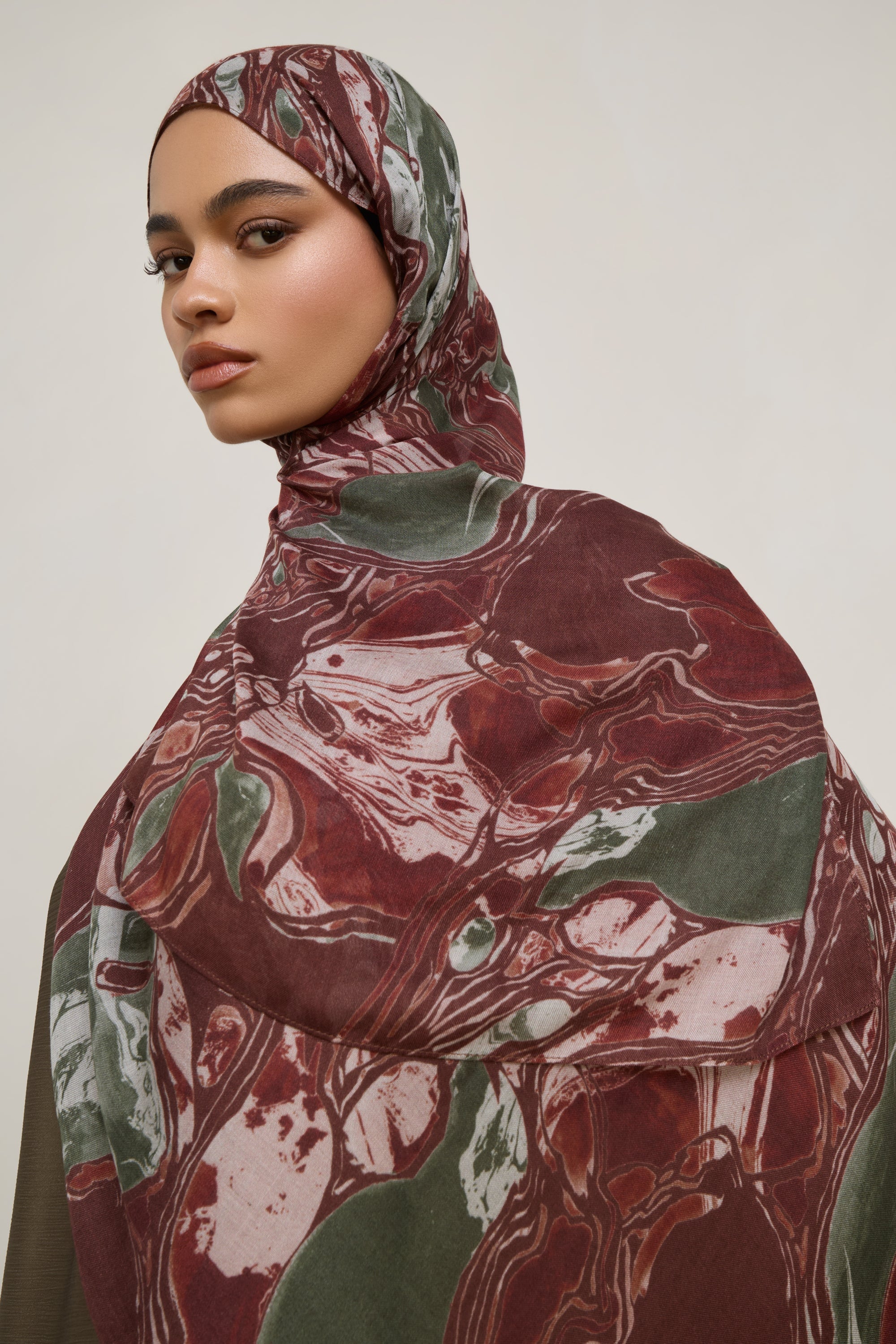 Printed Modal Hijab - Marble Swirl Hijabs Veiled
