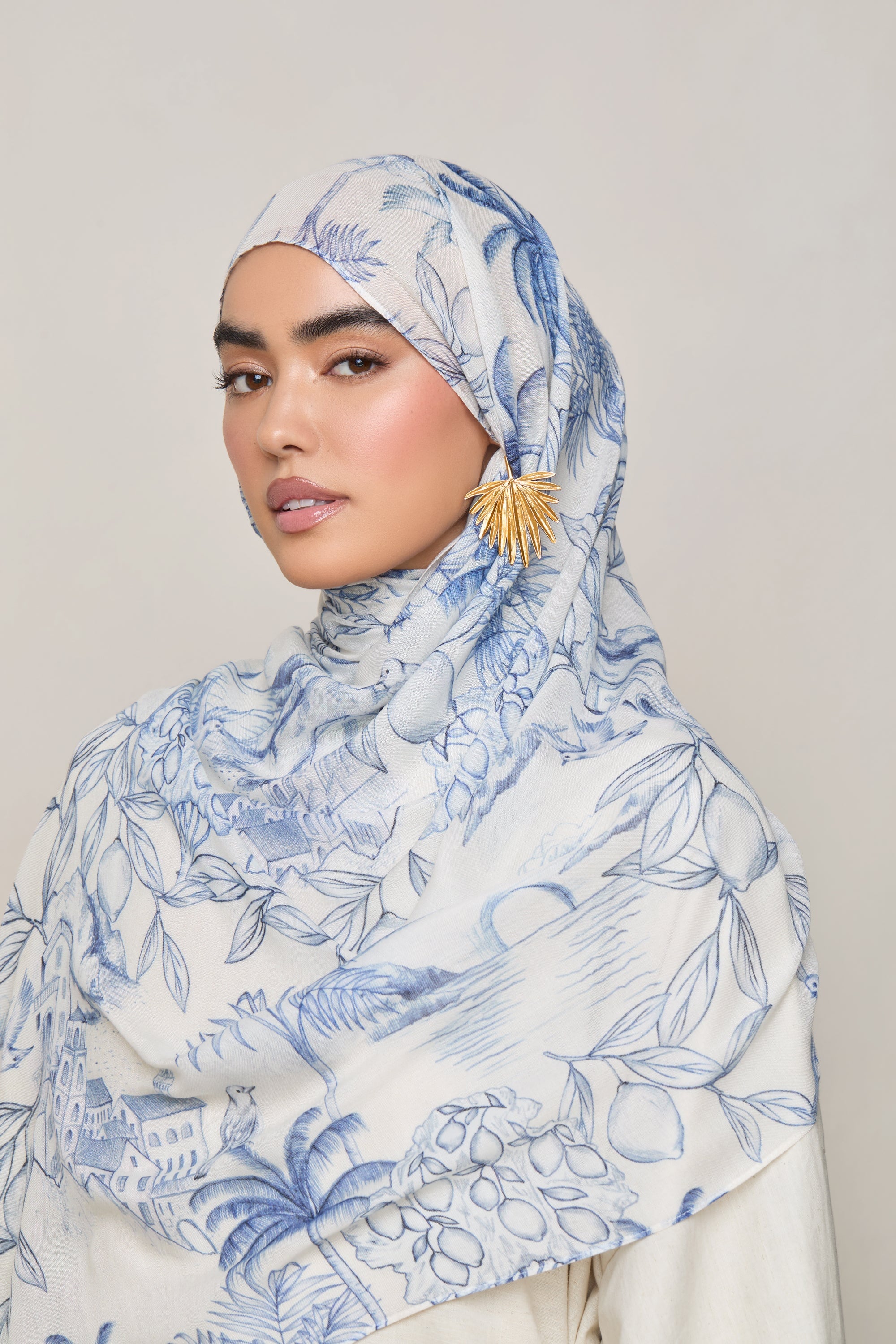 Printed Modal Hijab - Mediterrana Hijabs Veiled