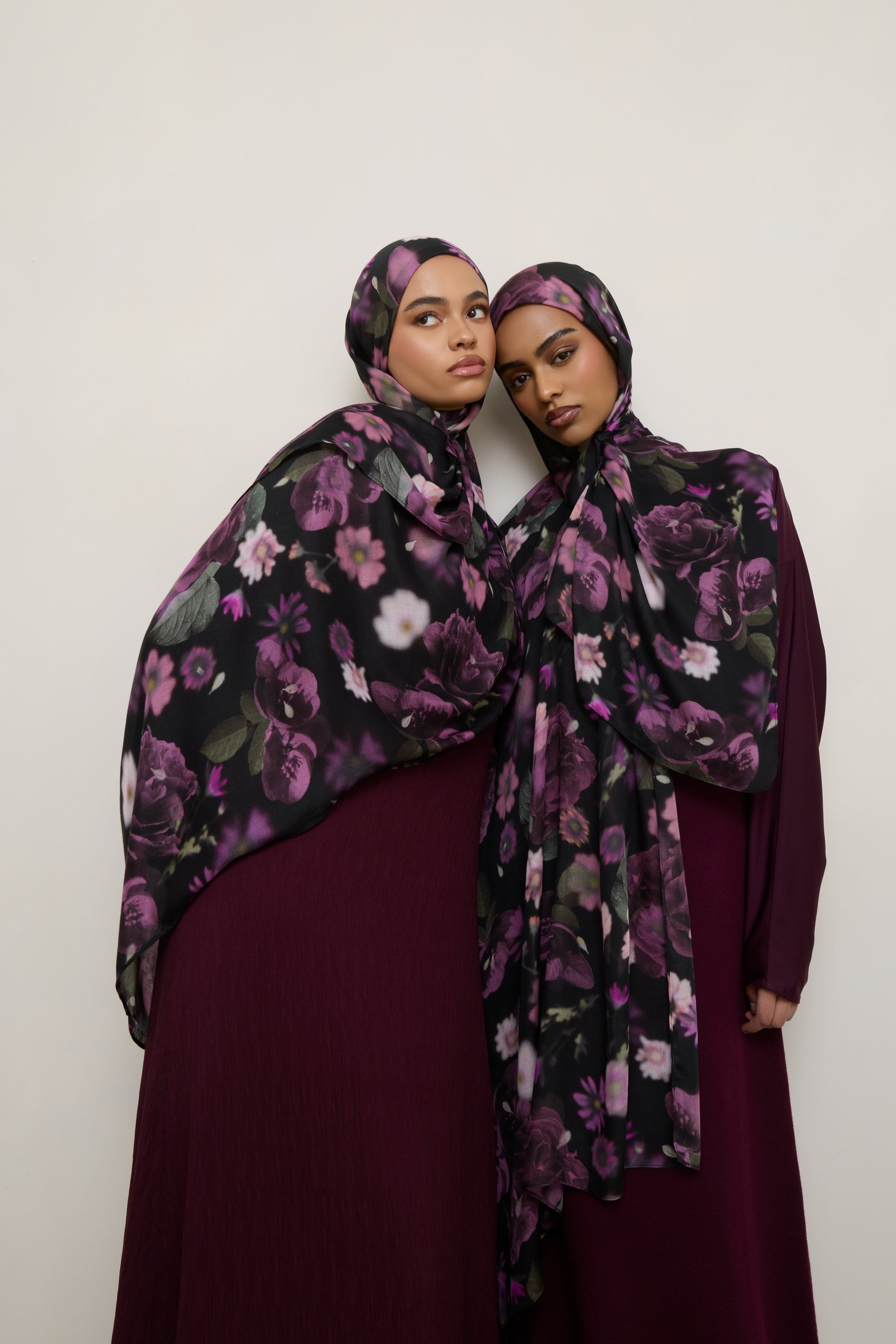 Printed Modal Hijab - Midnight Bouquet Hijabs Veiled