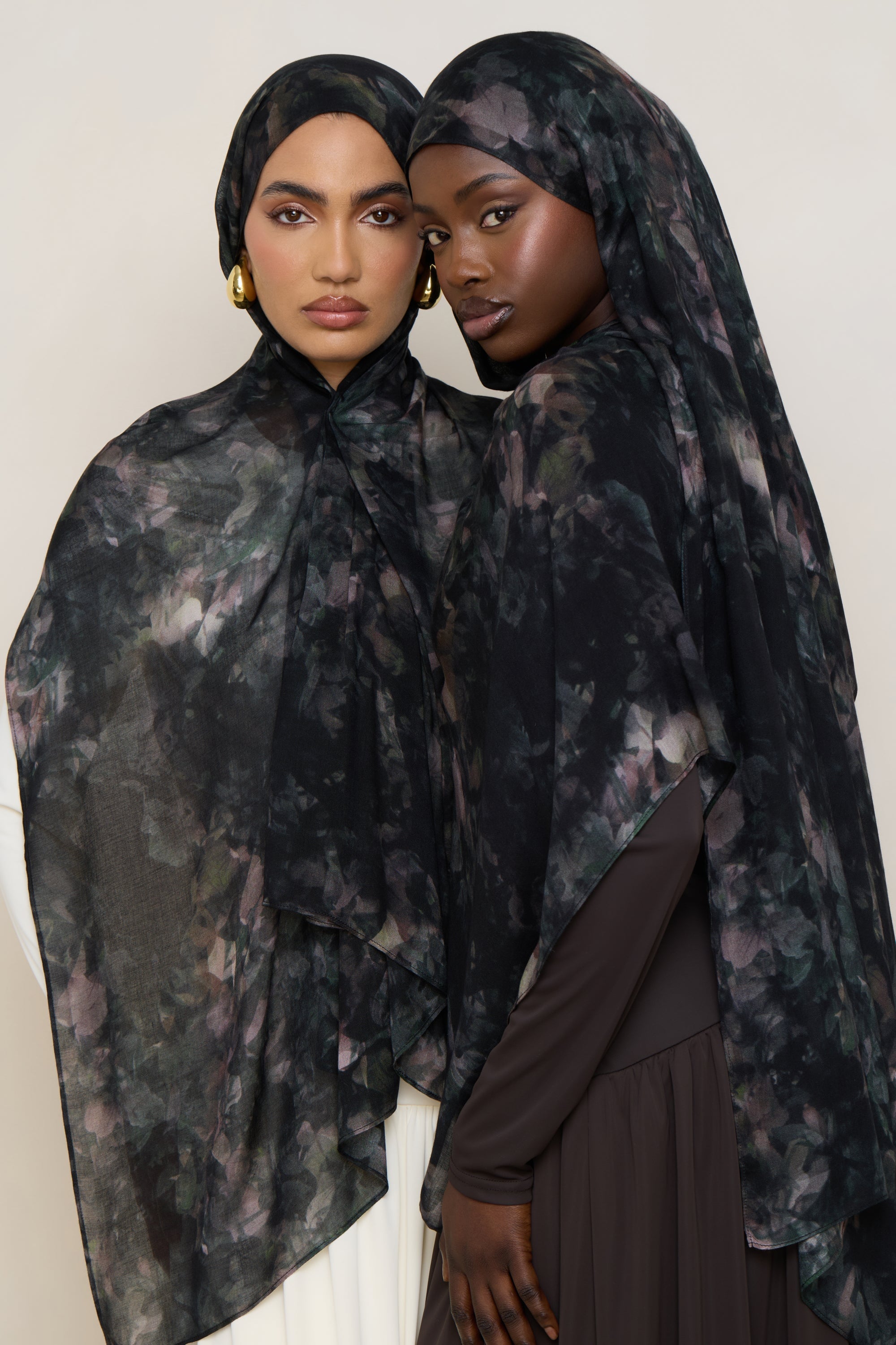 Printed Modal Hijab - Midnight Flora Hijabs Veiled