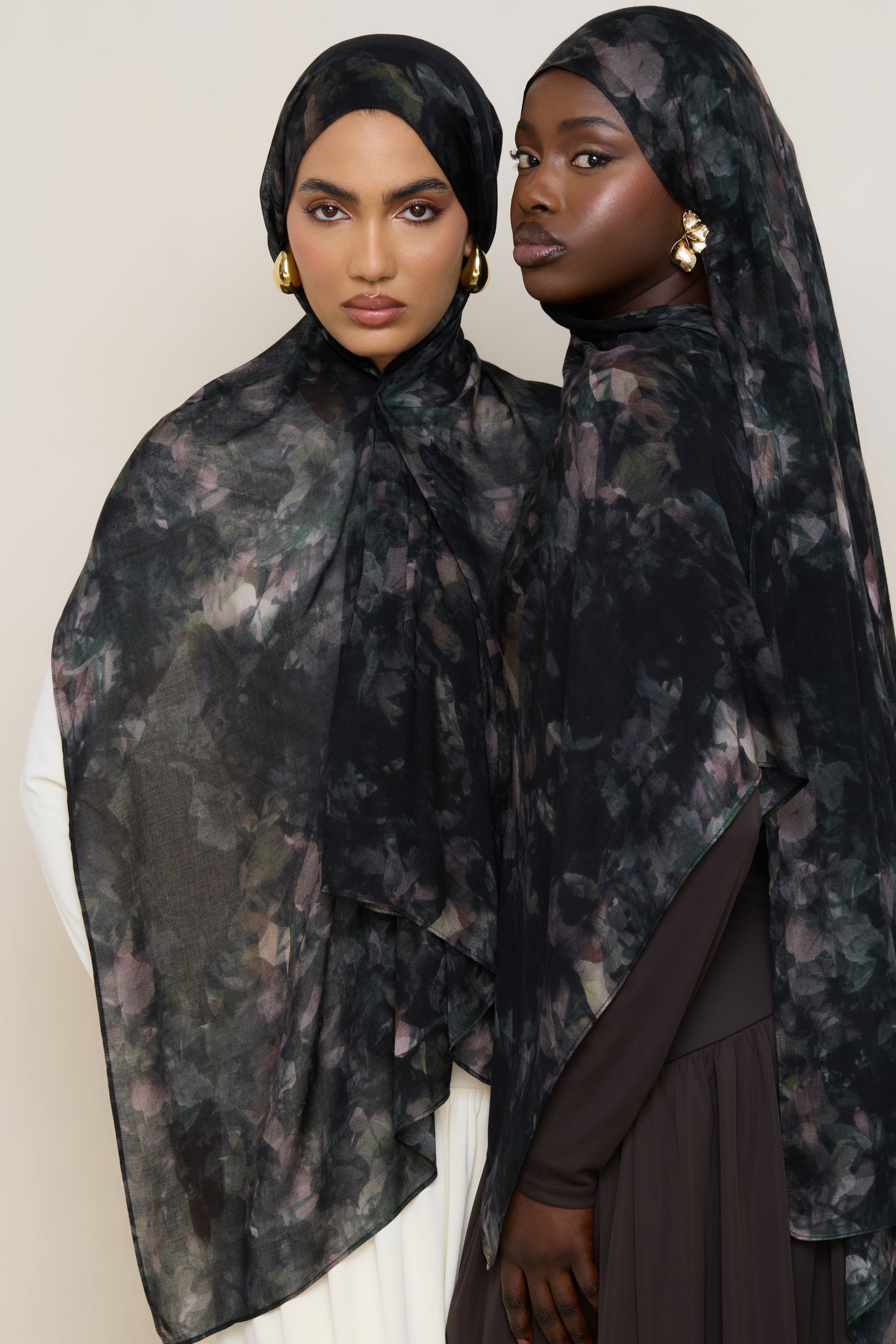 Printed Modal Hijab - Midnight Flora Hijabs Veiled