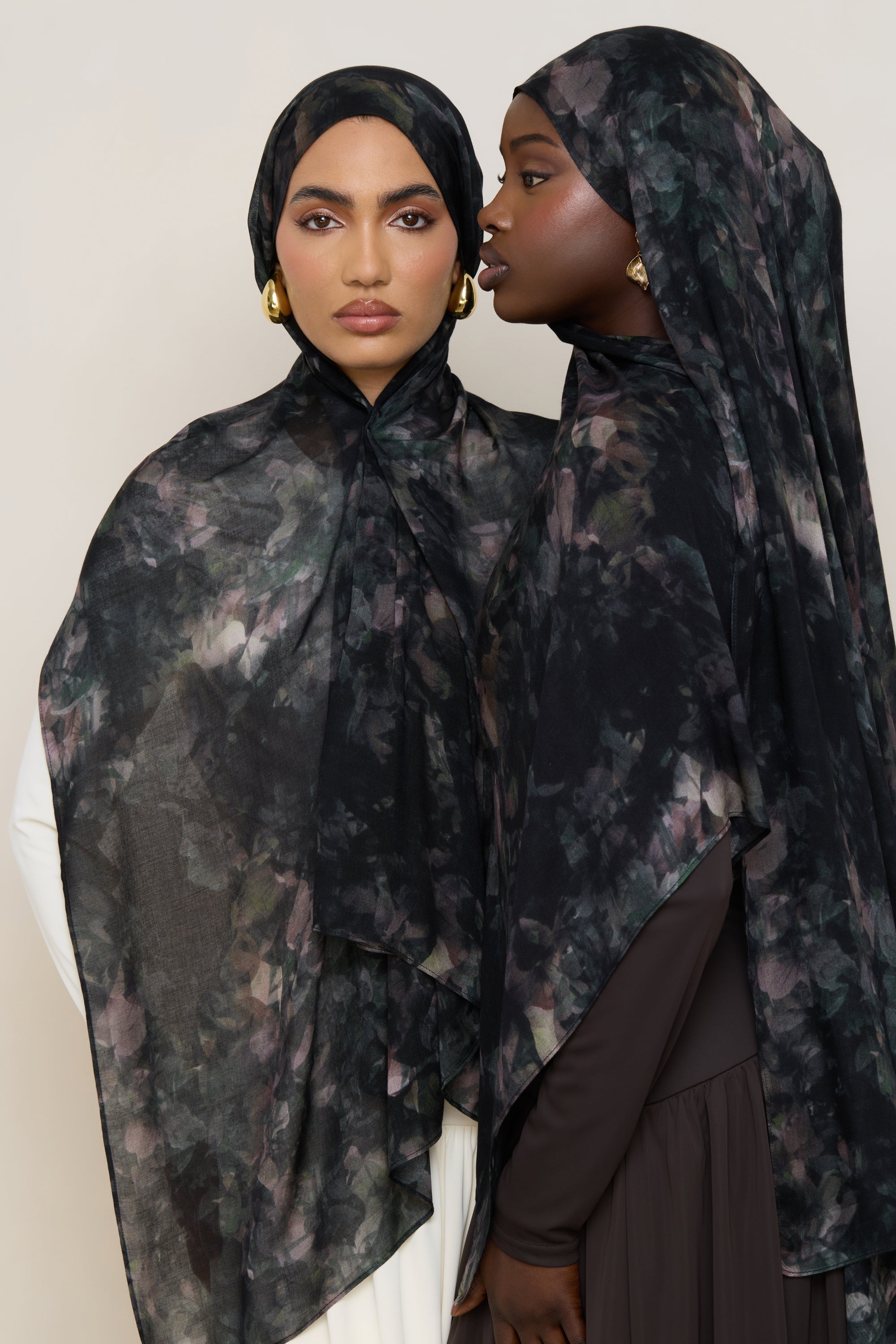 Printed Modal Hijab - Midnight Flora Hijabs Veiled