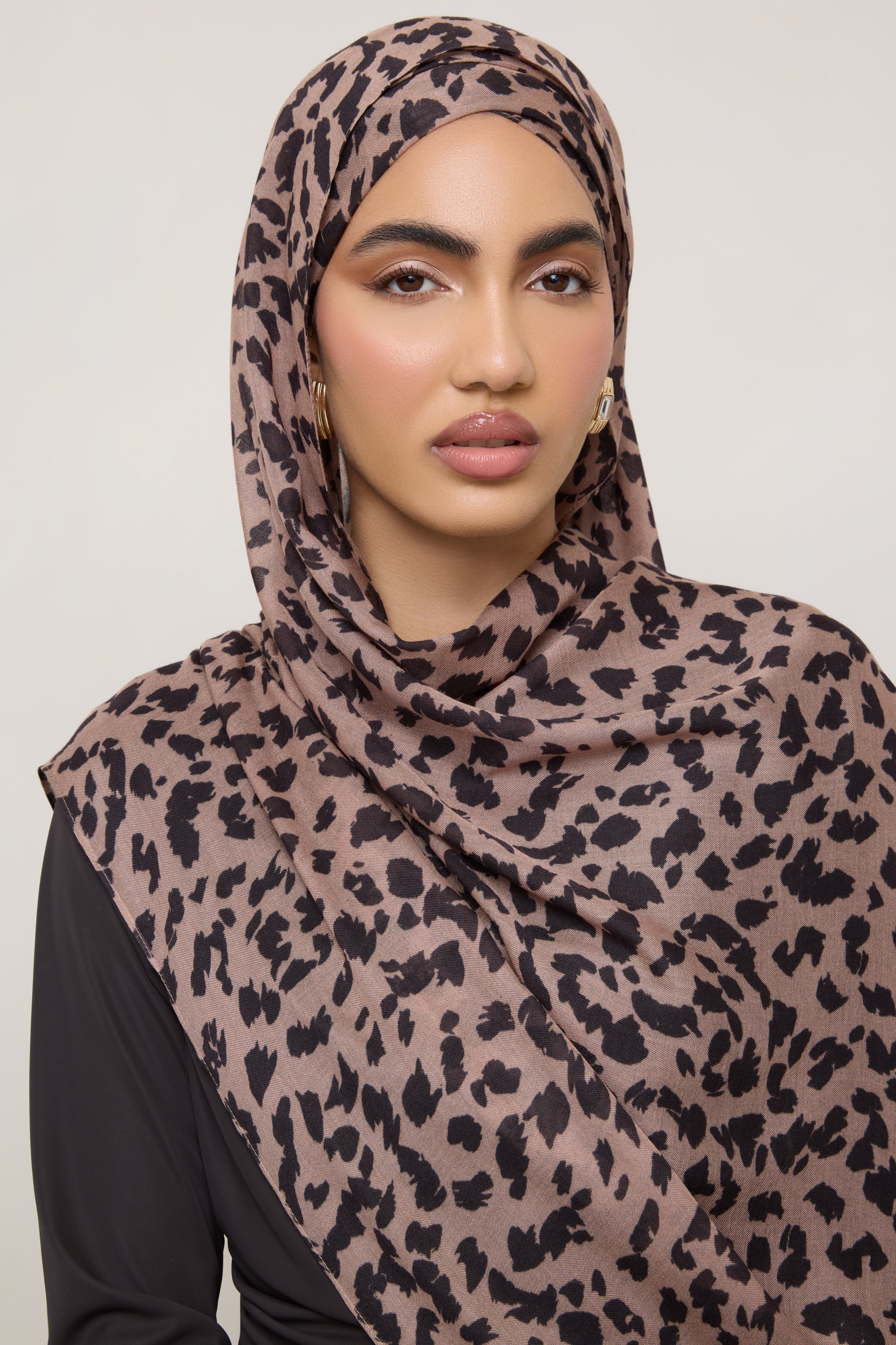 Printed Modal Hijab - Mocha Leopard Hijabs Veiled