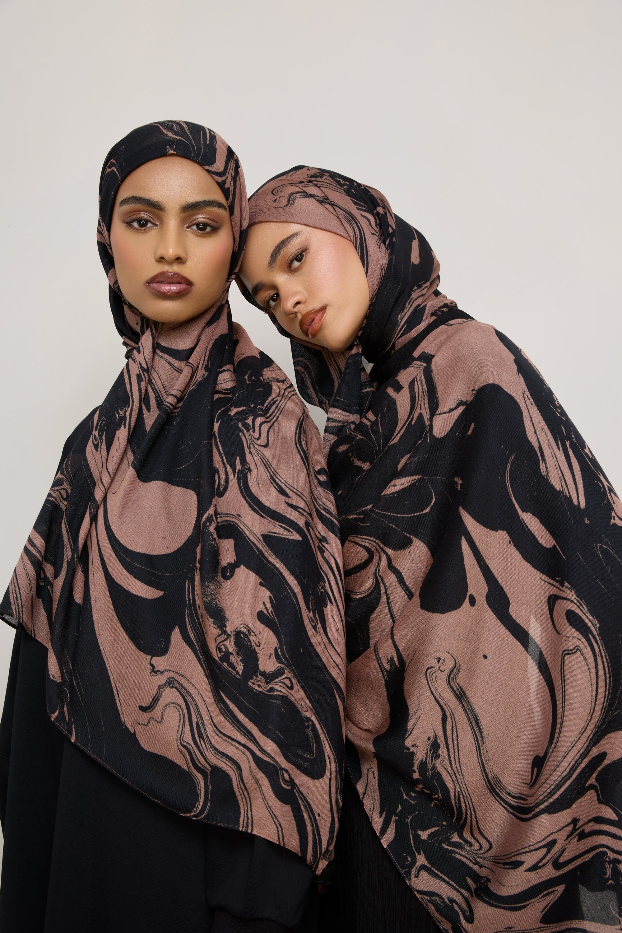 Printed Modal Hijab - Mocha Swirl Hijabs Veiled