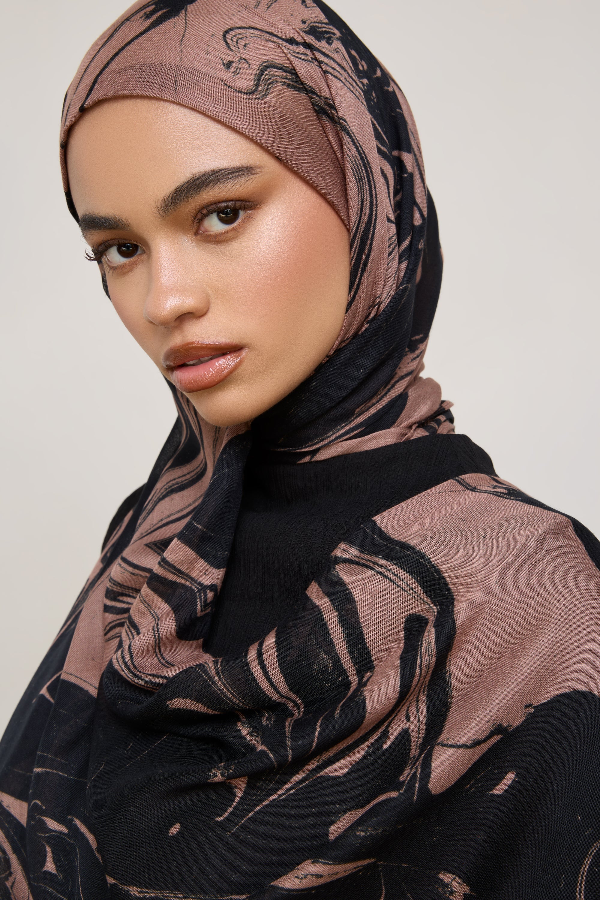 Printed Modal Hijab - Mocha Swirl Hijabs Veiled