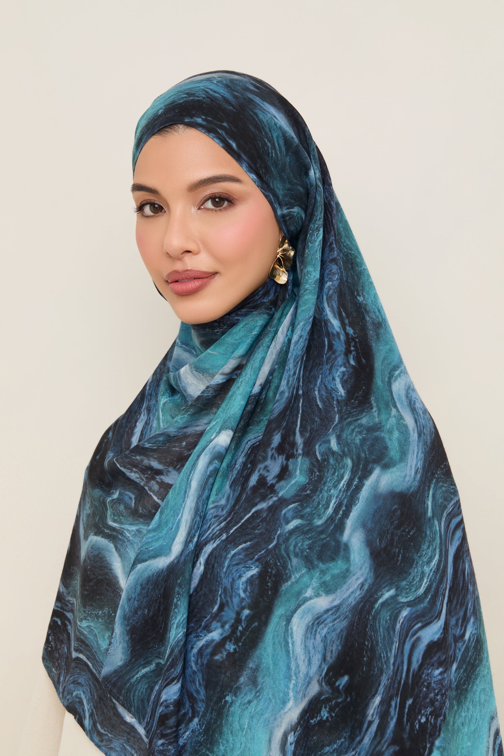 Printed Modal Hijab - Ocean Ripple Hijabs Veiled