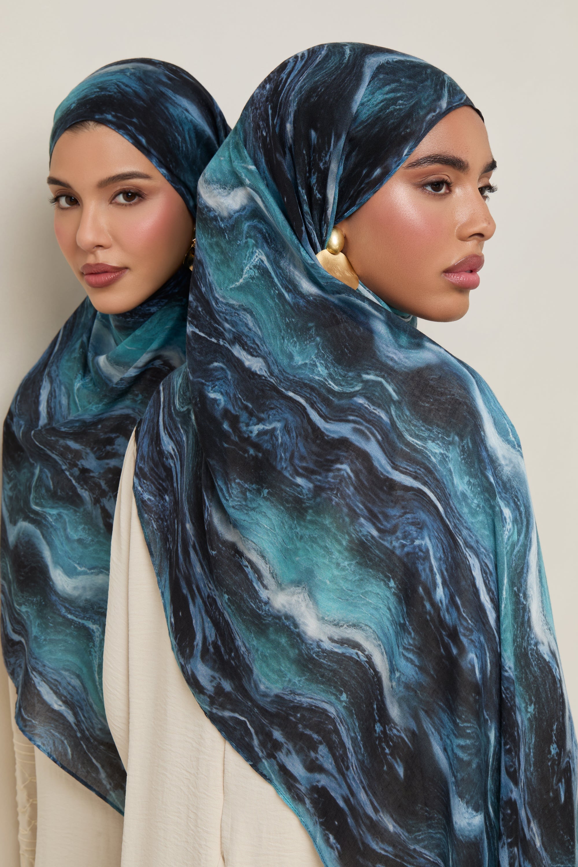 Printed Modal Hijab - Ocean Ripple Hijabs Veiled