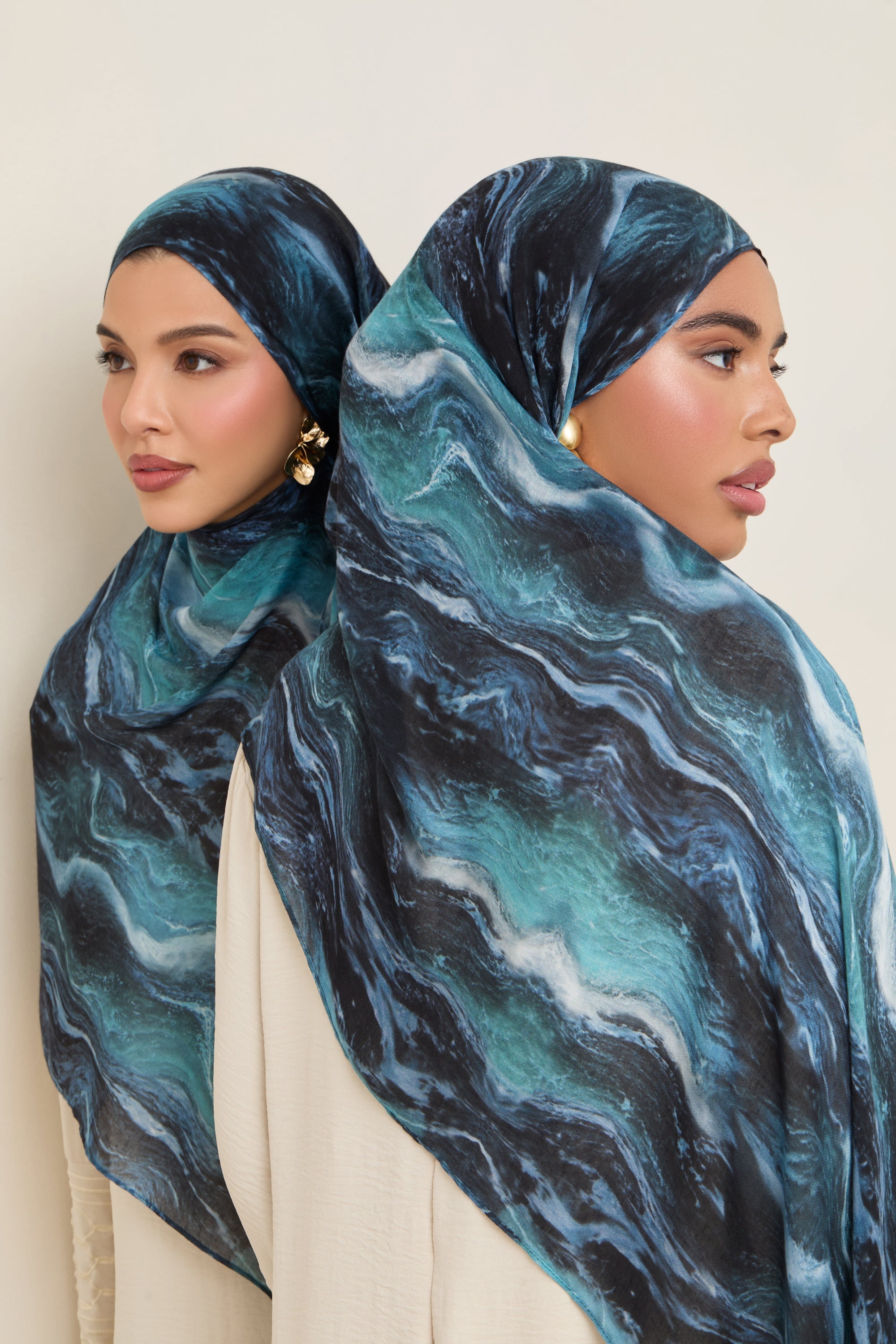 Printed Modal Hijab - Ocean Ripple Hijabs Veiled