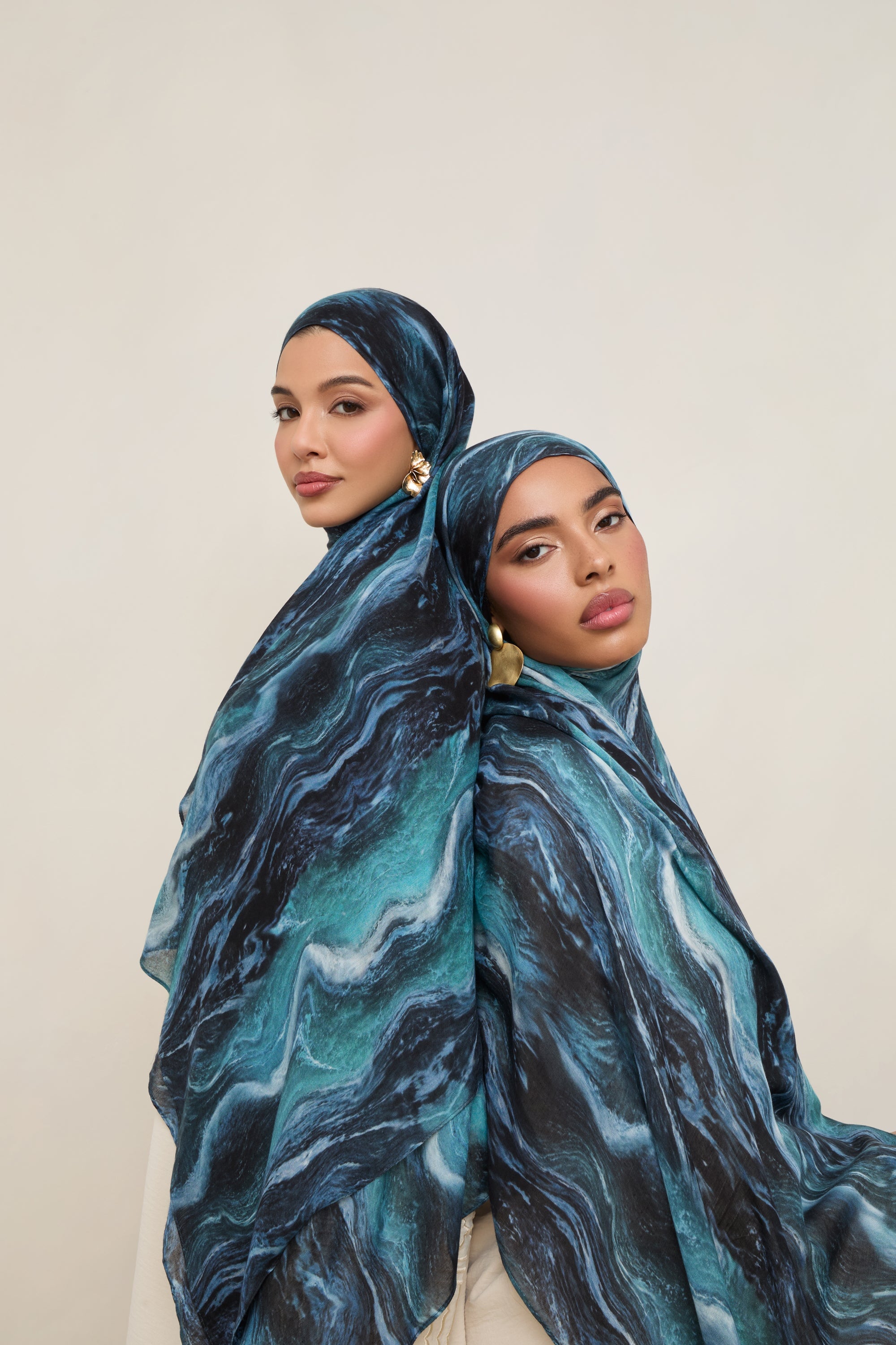 Printed Modal Hijab - Ocean Ripple Hijabs Veiled