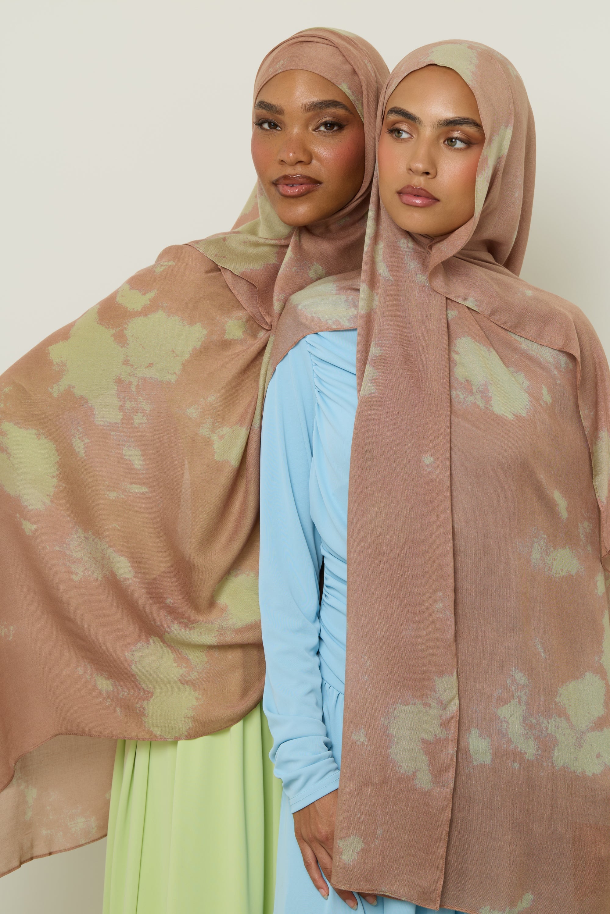 Printed Modal Hijab - Olive Clouds Hijab Veiled