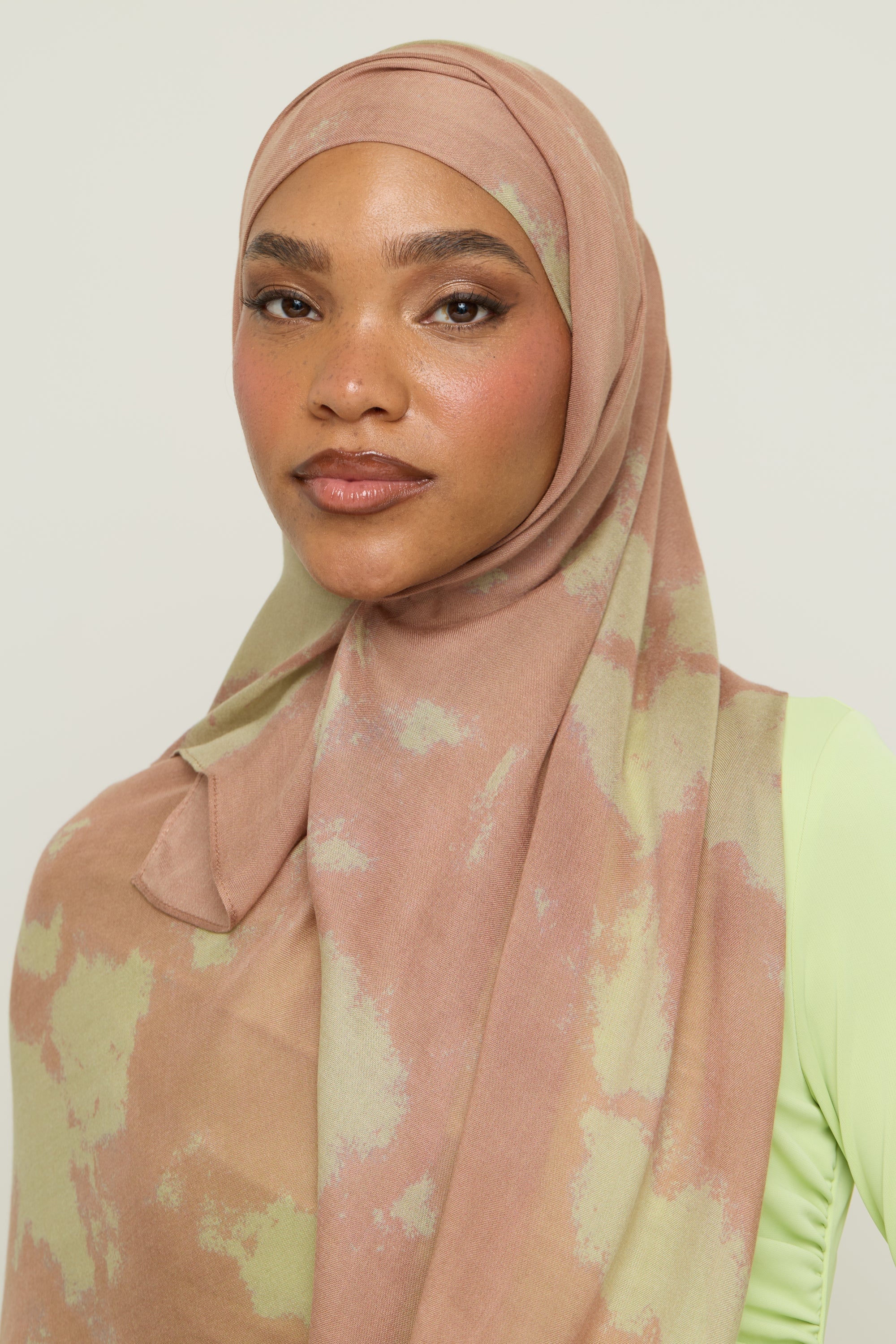 Printed Modal Hijab - Olive Clouds Hijab Veiled