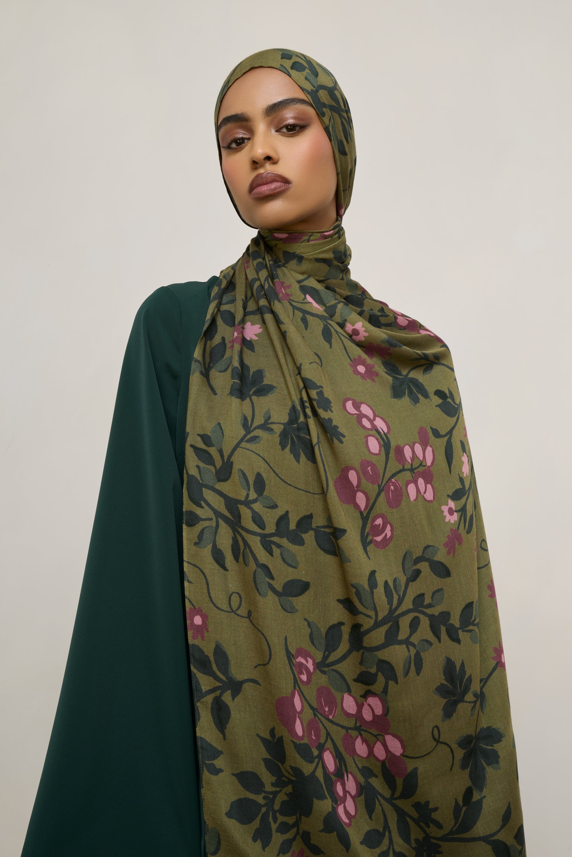 Printed Modal Hijab - Olive Rose Hijabs Veiled
