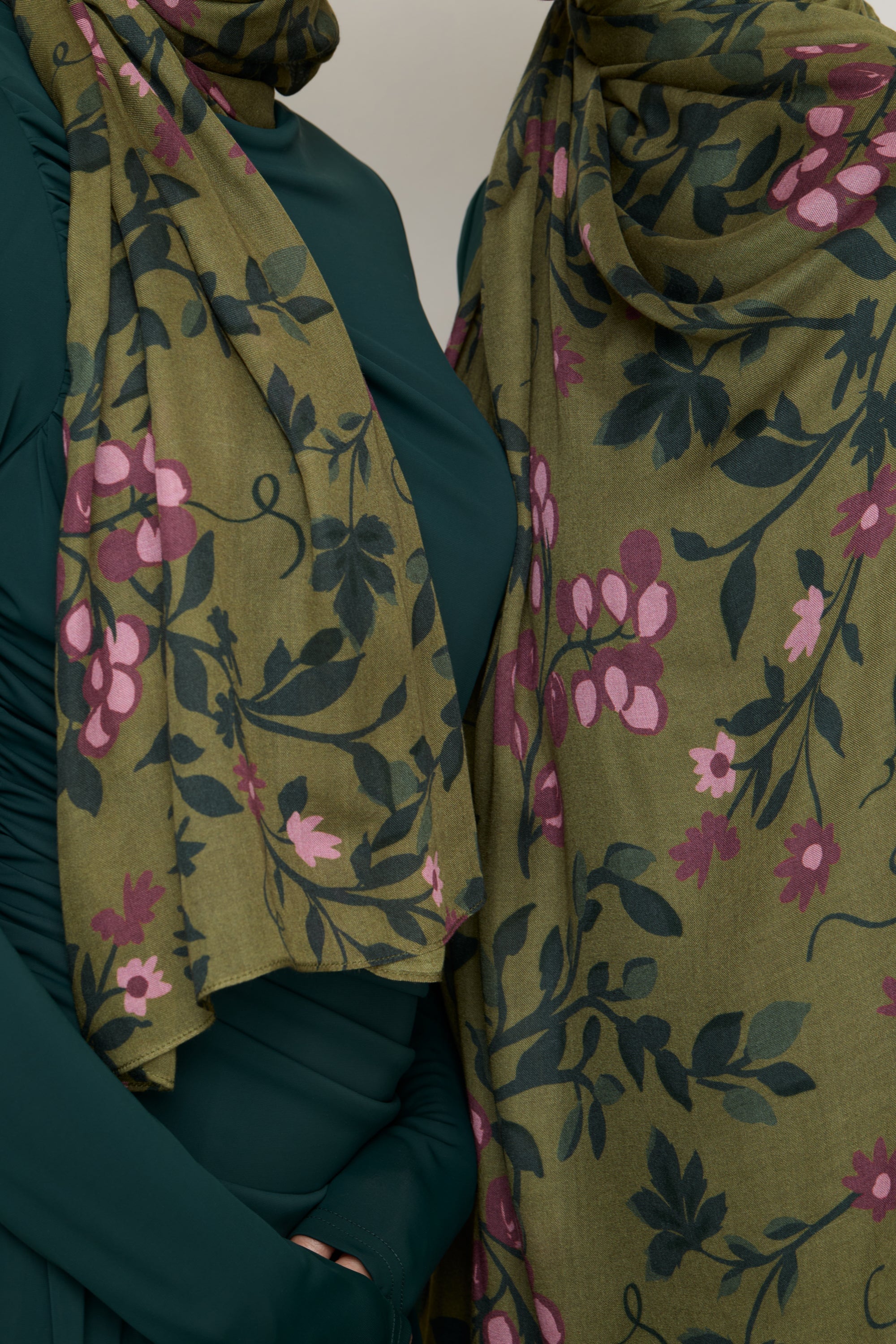 Printed Modal Hijab - Olive Rose Hijabs Veiled
