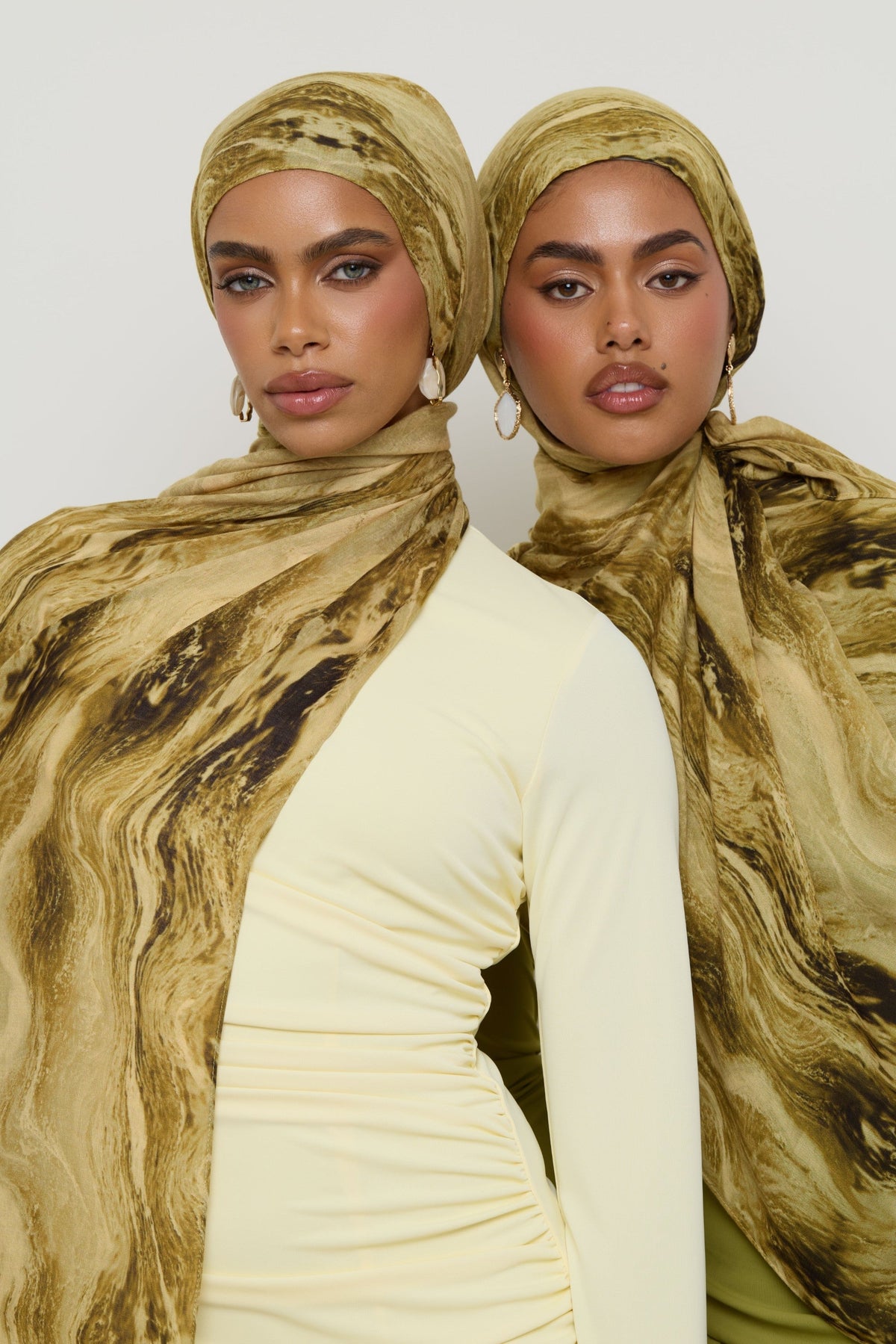 Printed Modal Hijab - Olive Waves Hijabs Veiled