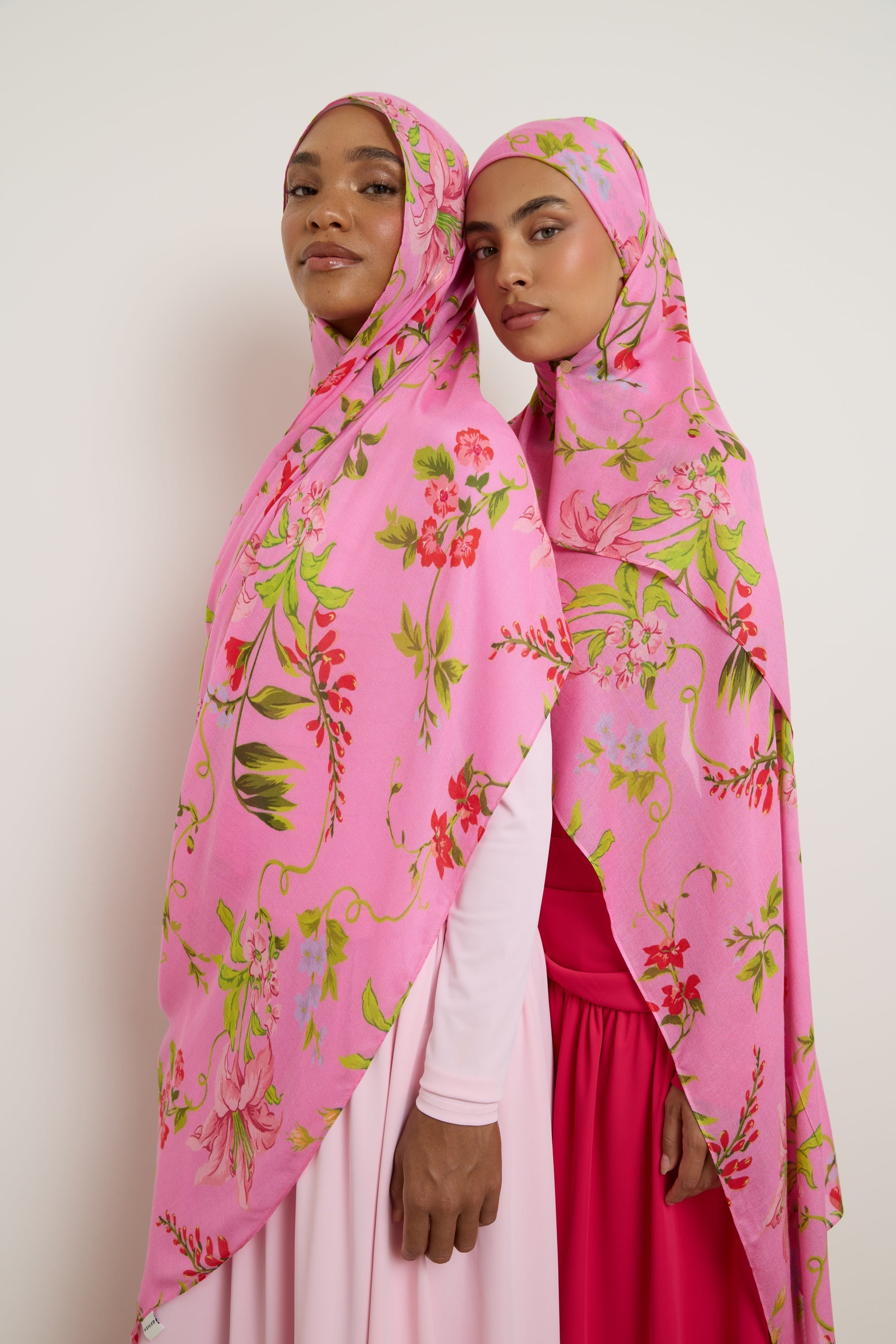 Printed Modal Hijab - Pink Floral Hijab Veiled