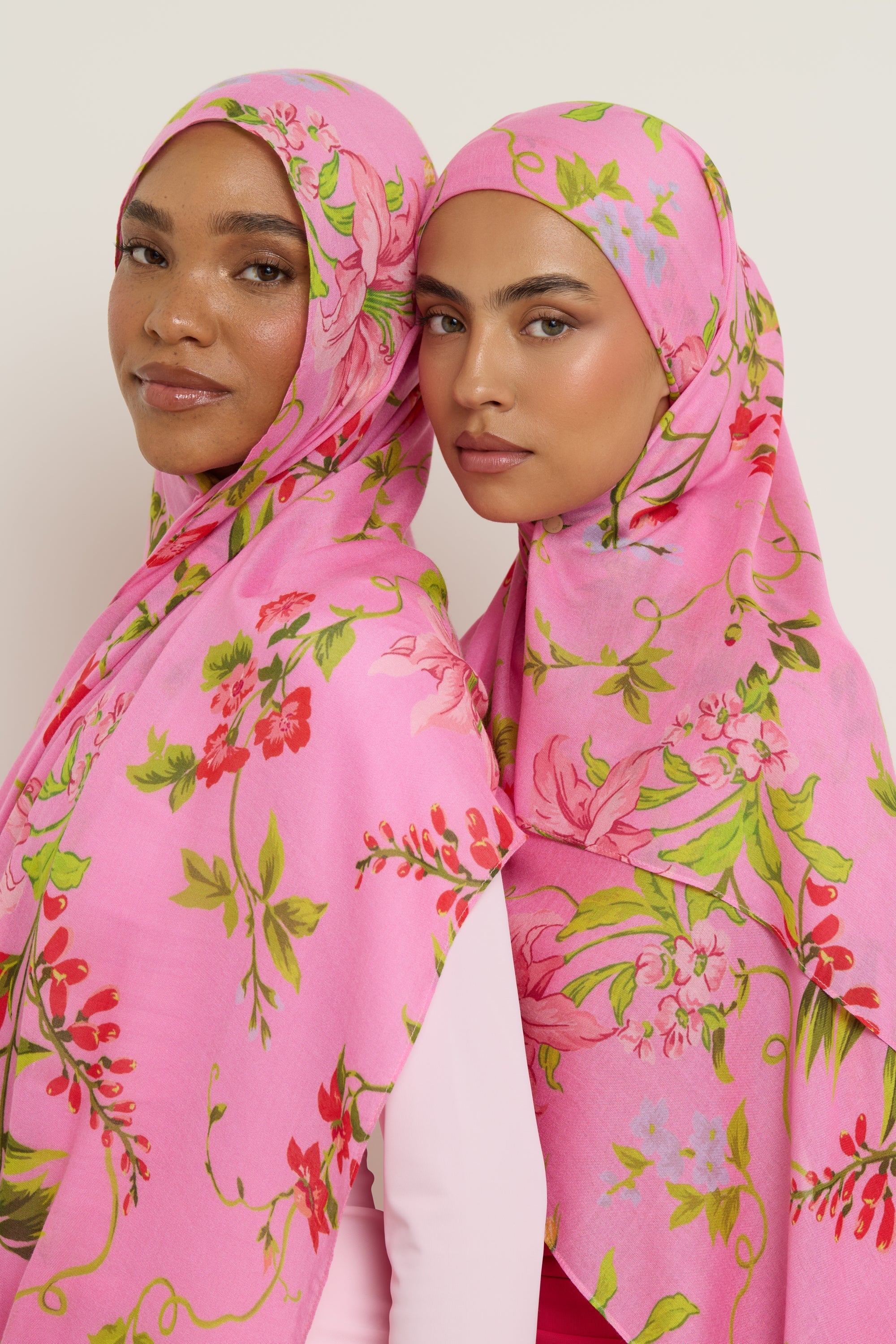 Printed Modal Hijab - Pink Floral Hijab Veiled