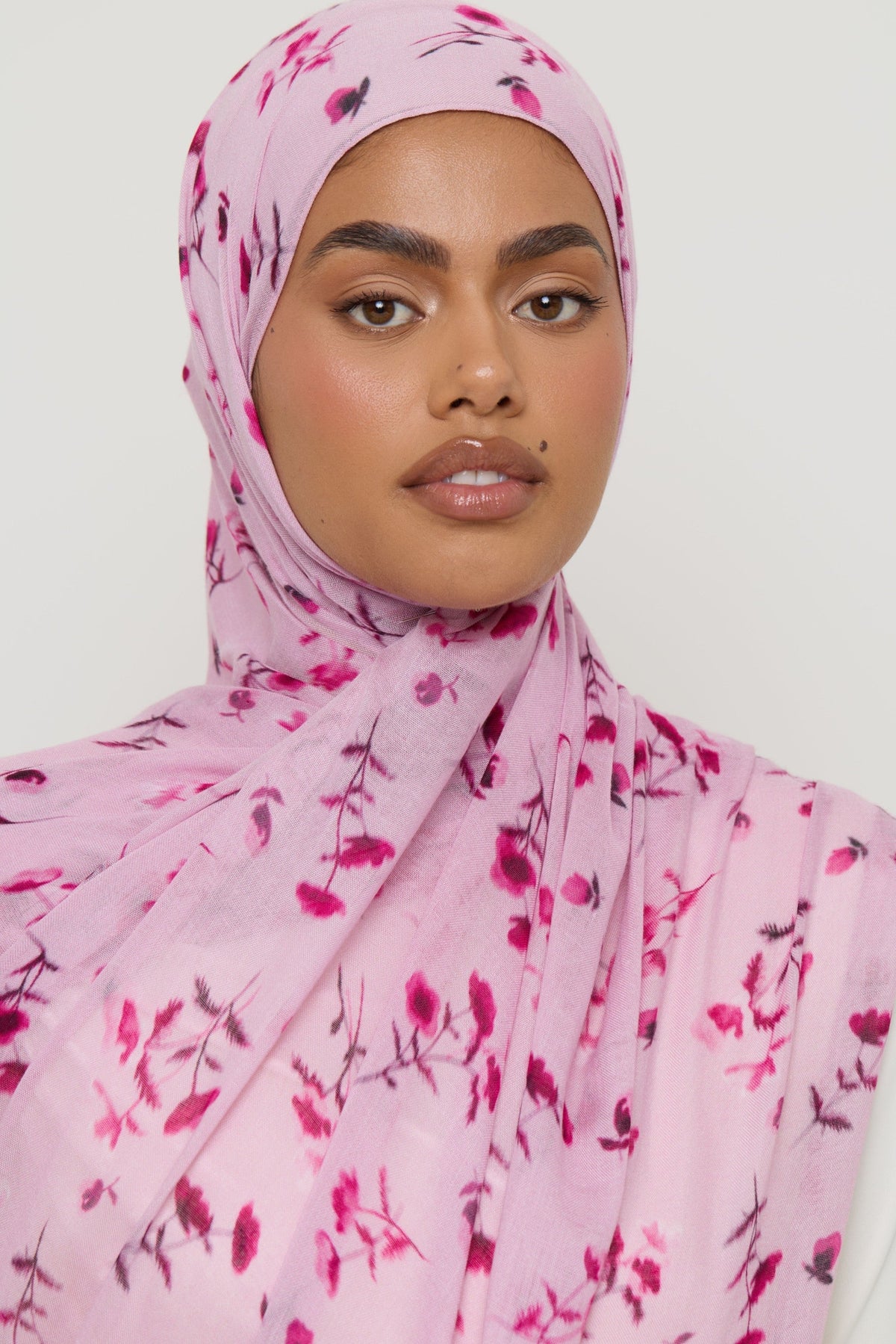 Printed Modal Hijab - Pink Floral Ditsy Hijabs Veiled