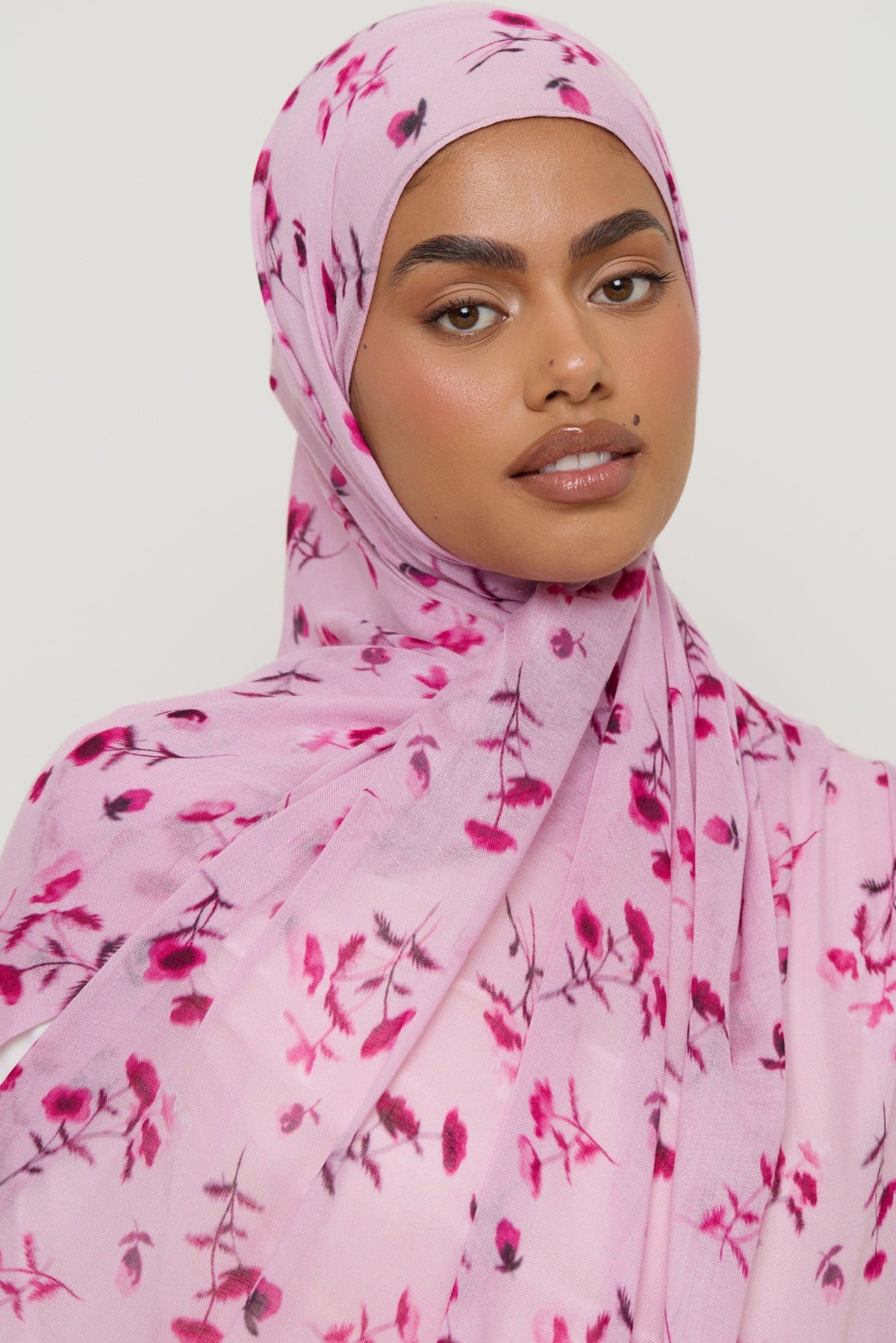 Printed Modal Hijab - Pink Floral Ditsy Hijabs Veiled