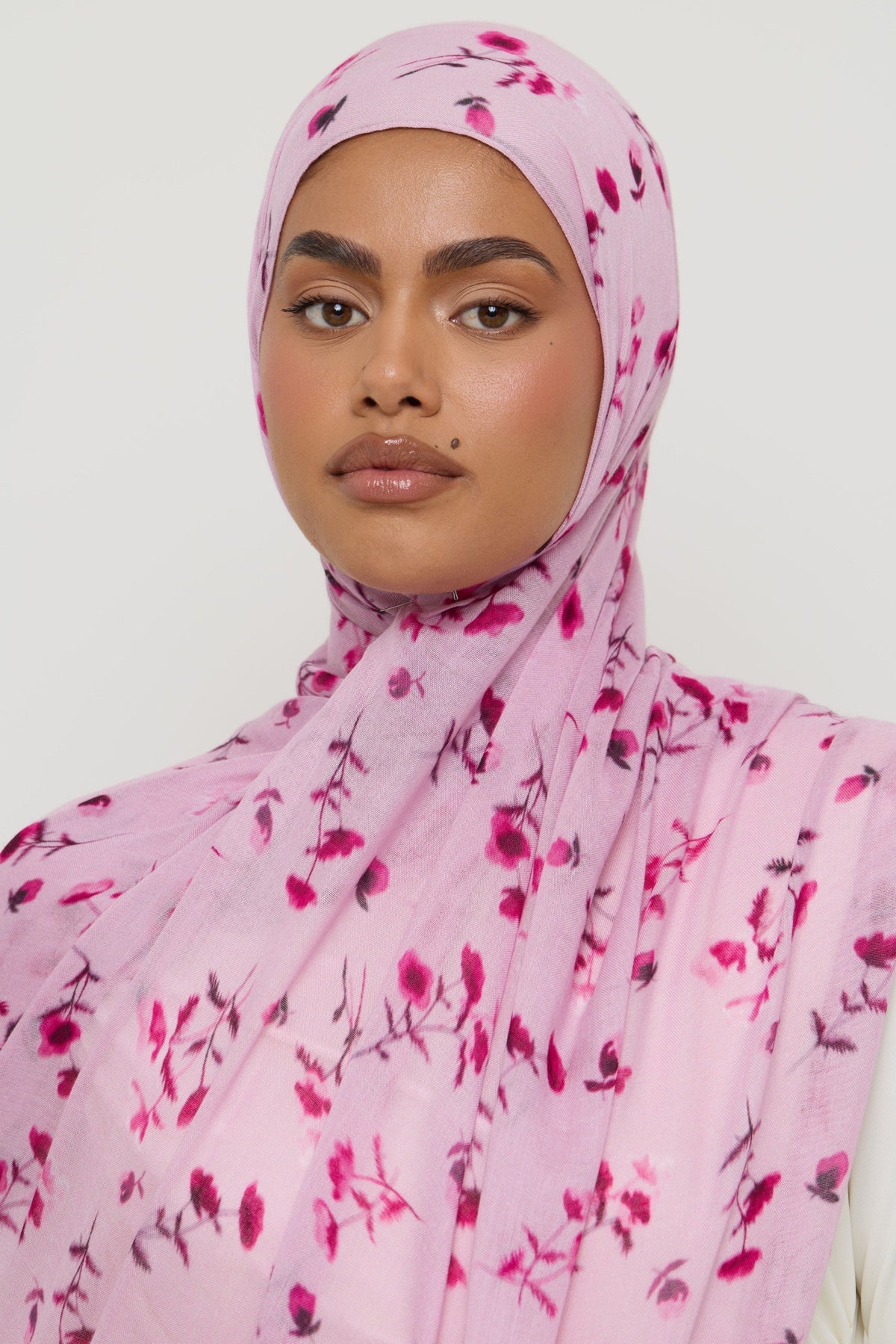 Printed Modal Hijab - Pink Floral Ditsy Hijabs Veiled