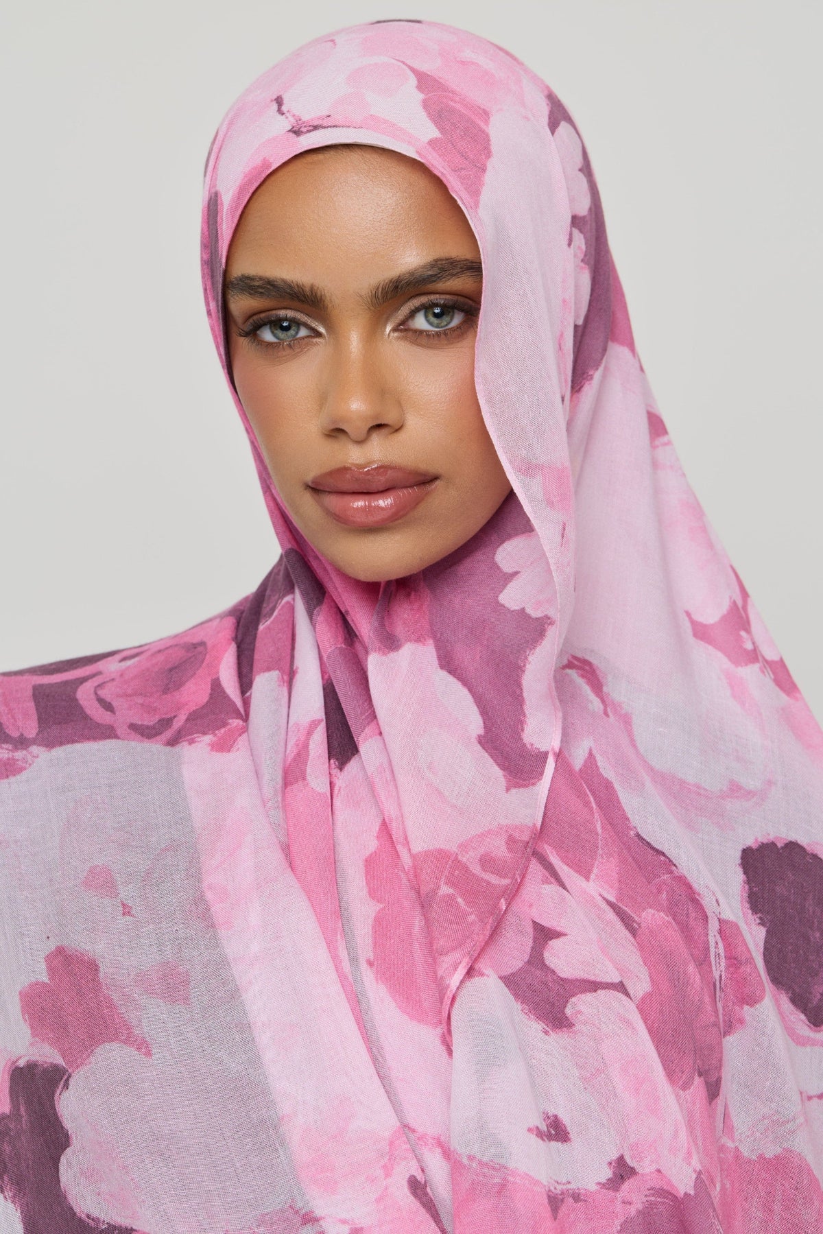 Printed Modal Hijab - Pink Petals Hijabs Veiled