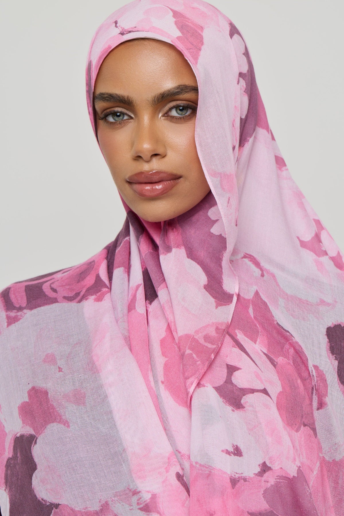 Printed Modal Hijab - Pink Petals Hijabs Veiled