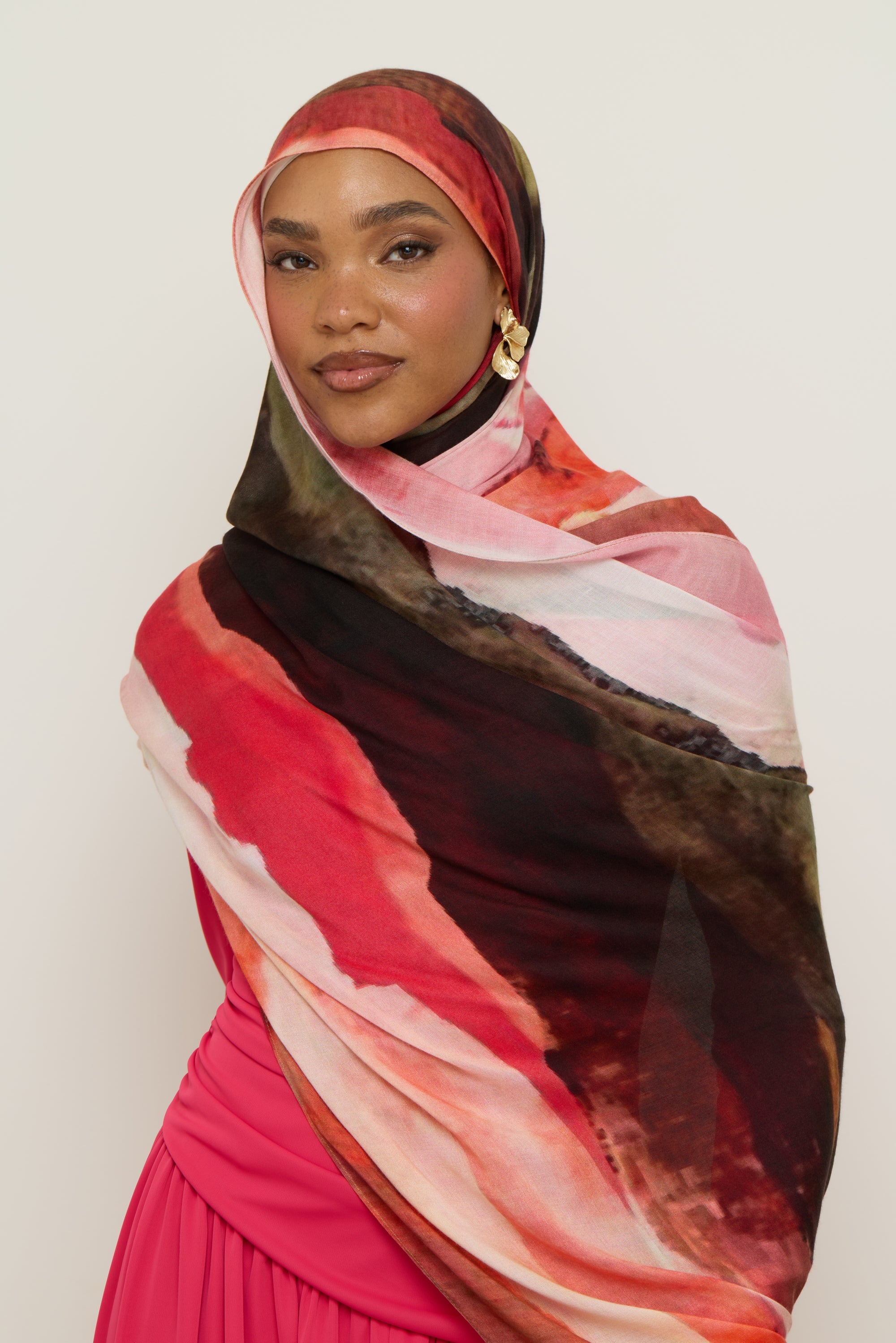 Printed Modal Hijab - Pink Sands Hijab Veiled