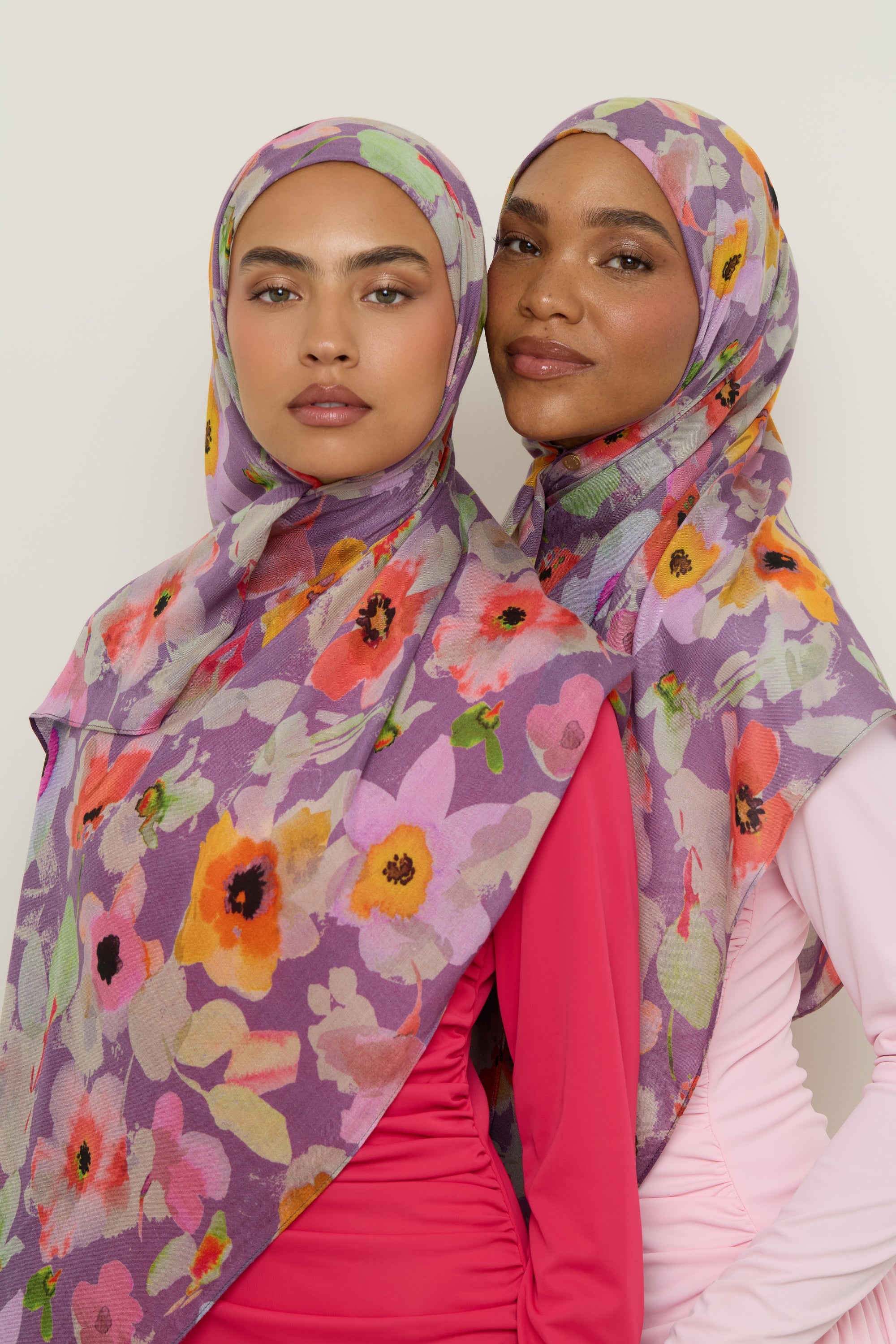 Printed Modal Hijab - Purple Floral Hijab Veiled
