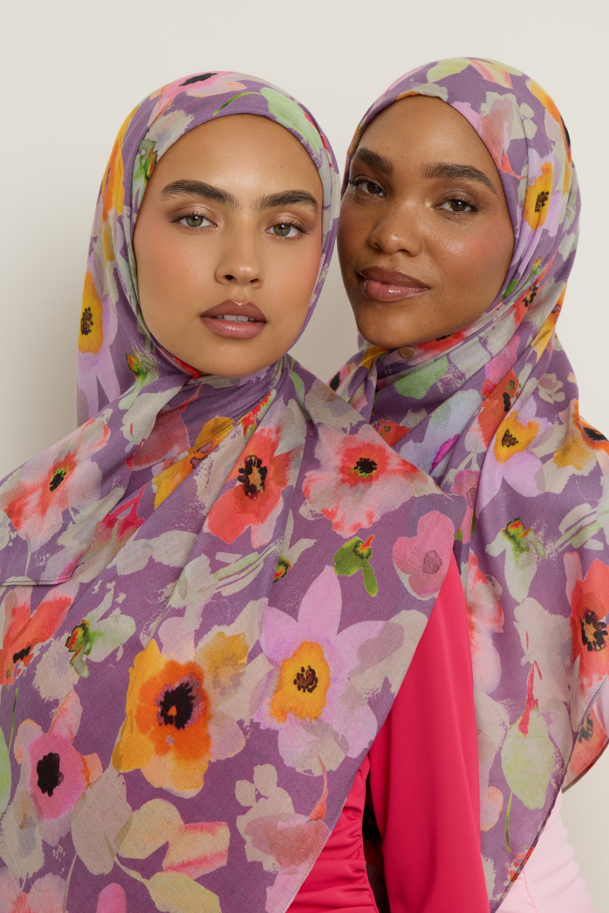 Printed Modal Hijab - Purple Floral Hijab Veiled