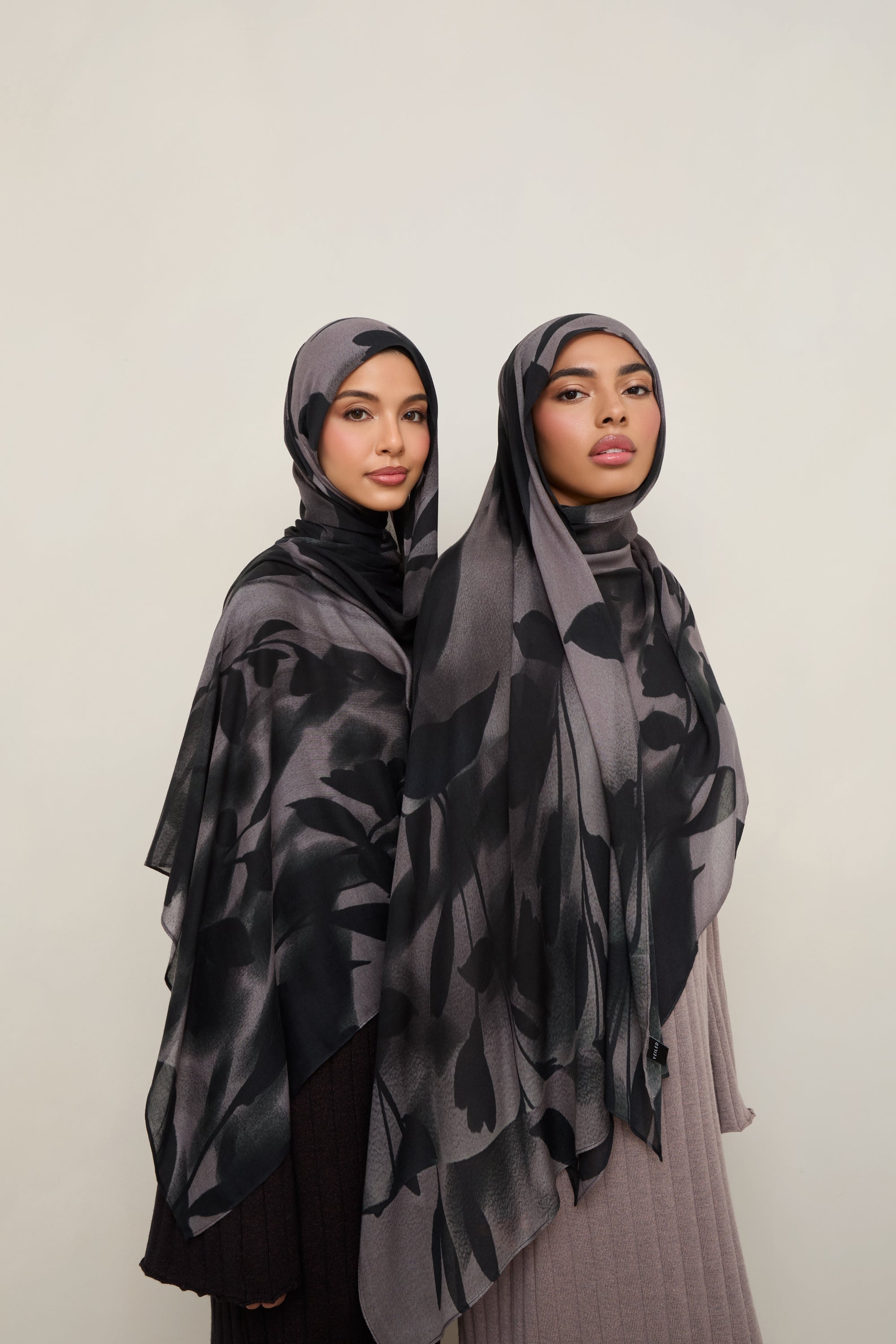 Printed Modal Hijab - Shadow Petals Hijabs Veiled