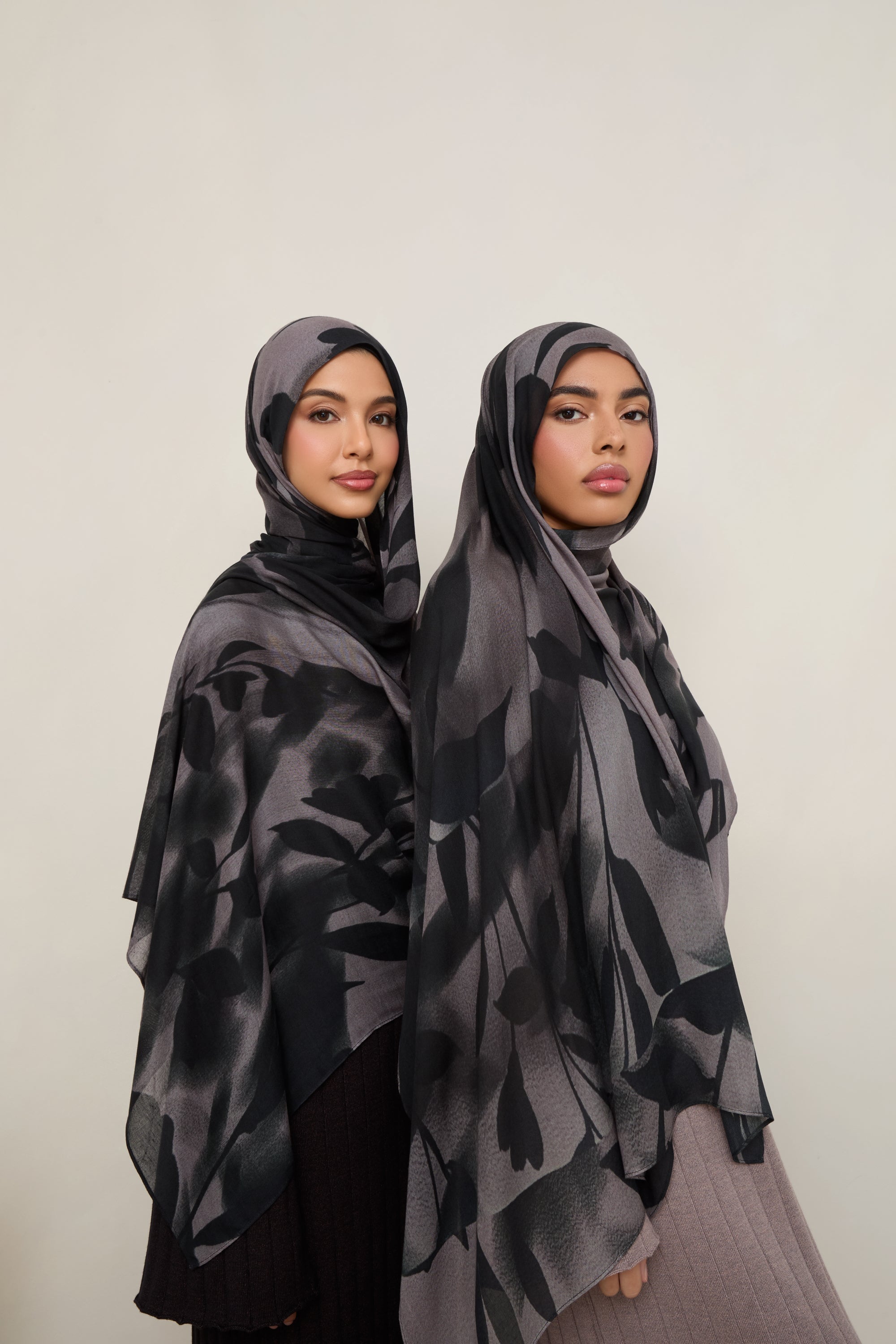 Printed Modal Hijab - Shadow Petals Hijabs Veiled