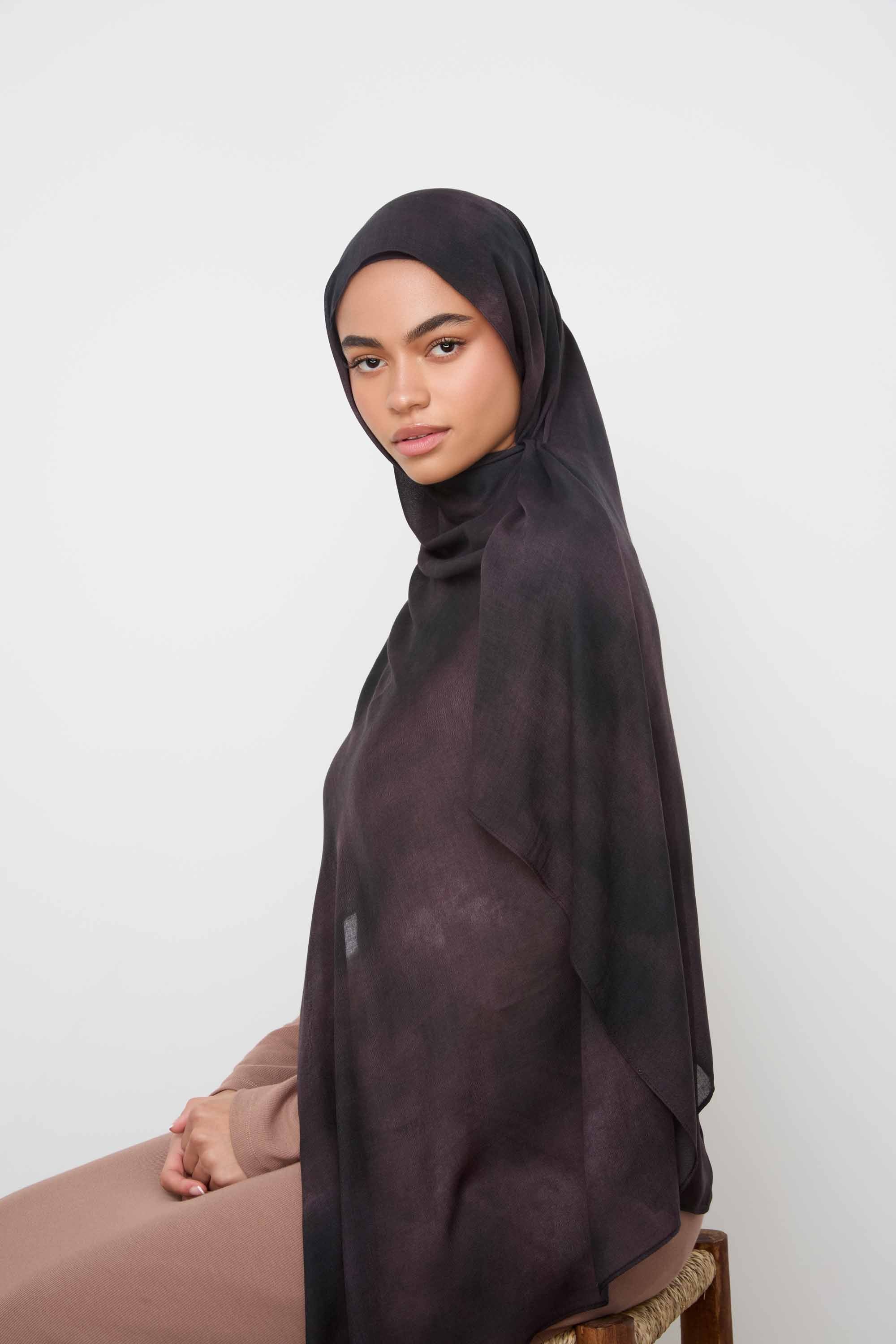 Printed Modal Hijab - Smoky Plum Hijabs Veiled
