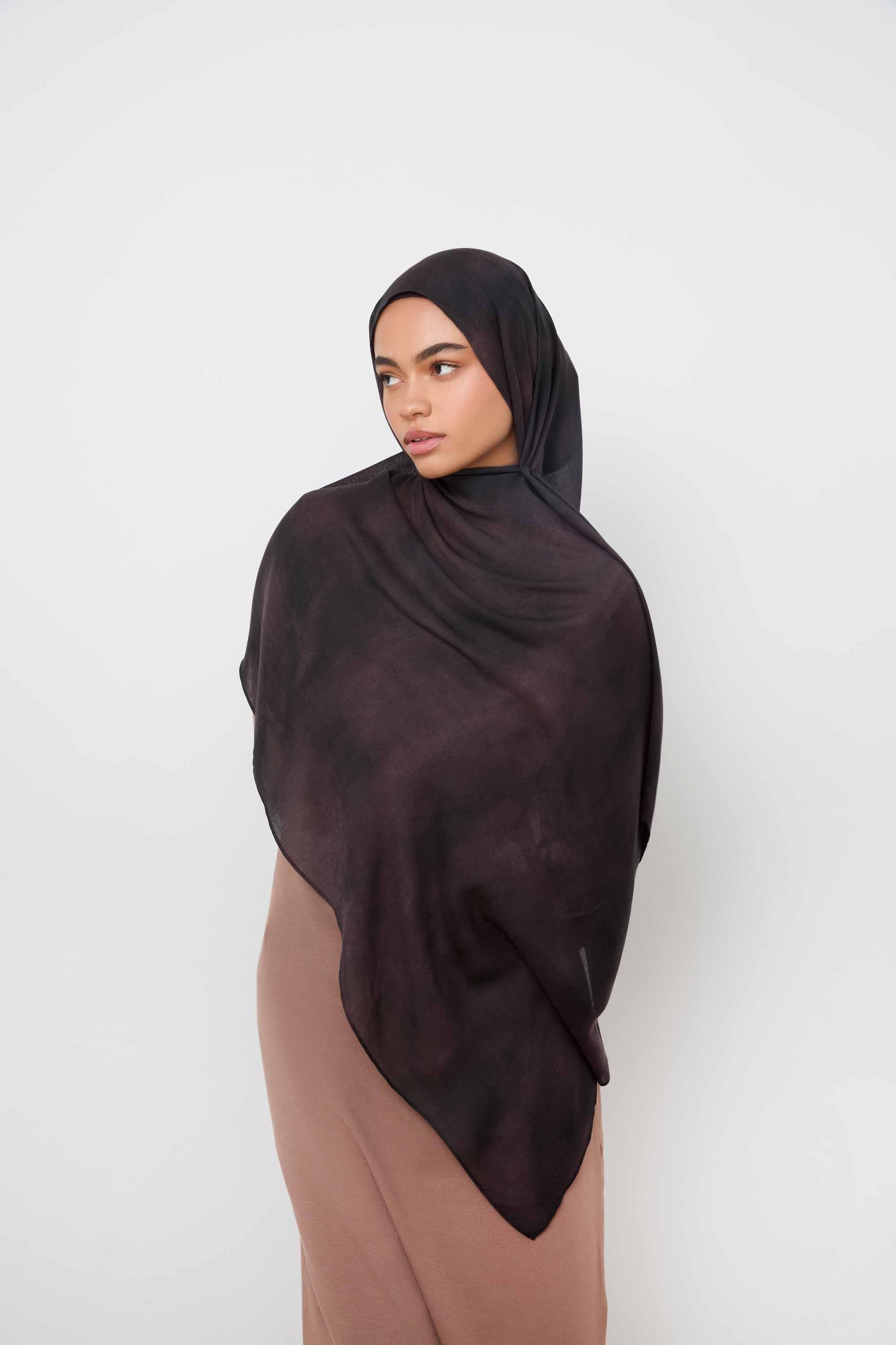 Printed Modal Hijab - Smoky Plum Hijabs Veiled