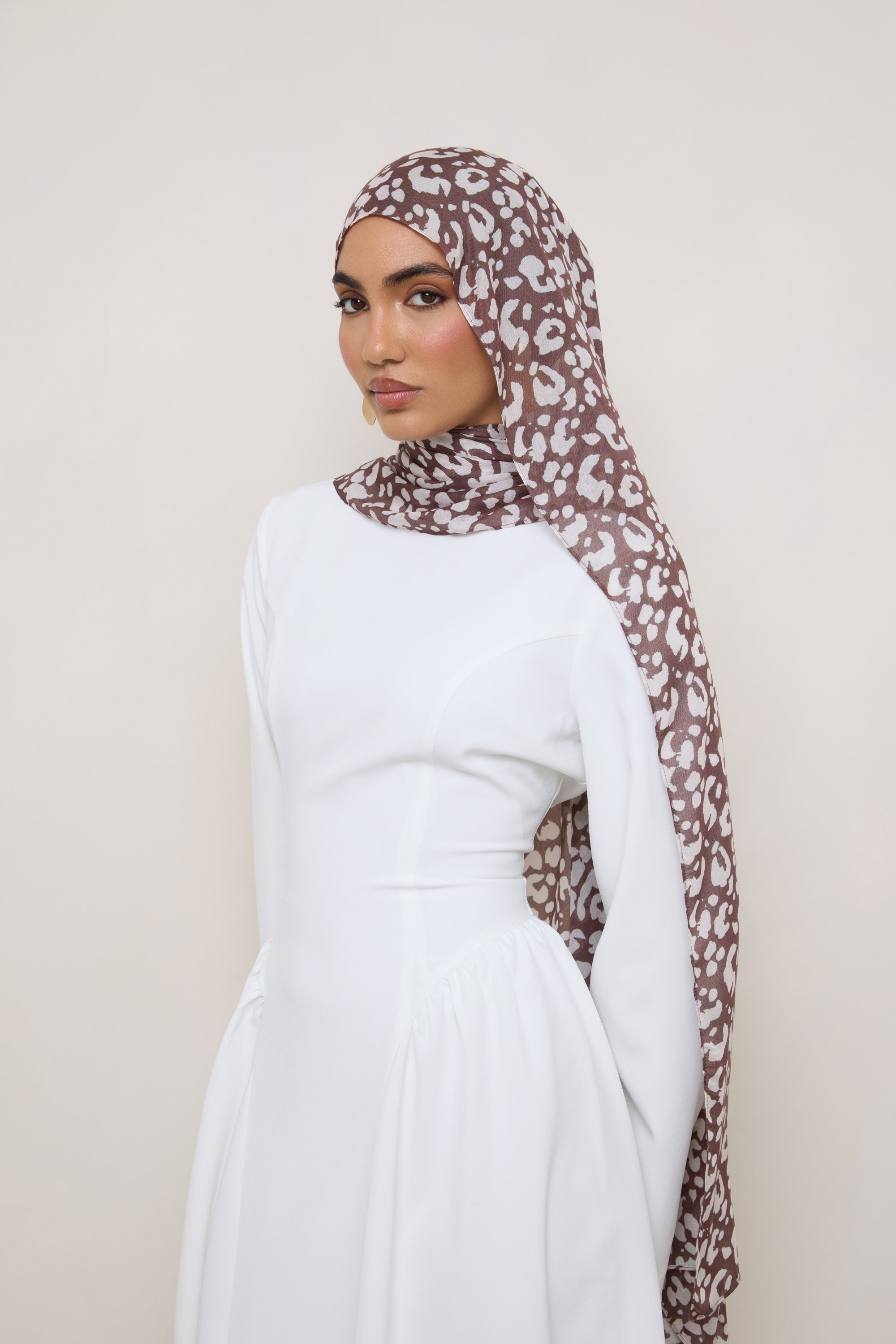 Printed Modal Hijab - Stone Leopard Hijabs Veiled