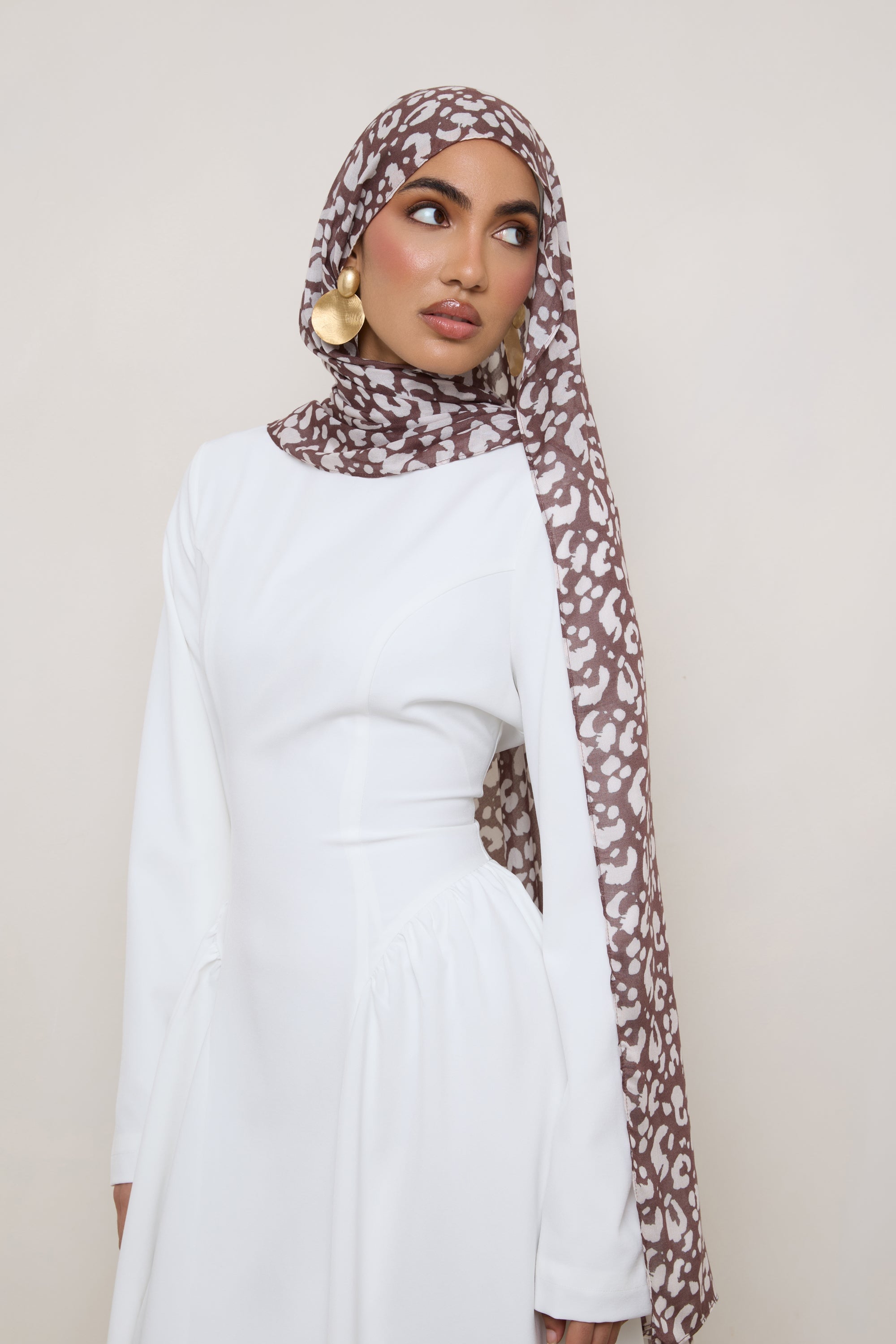 Printed Modal Hijab - Stone Leopard Hijabs Veiled