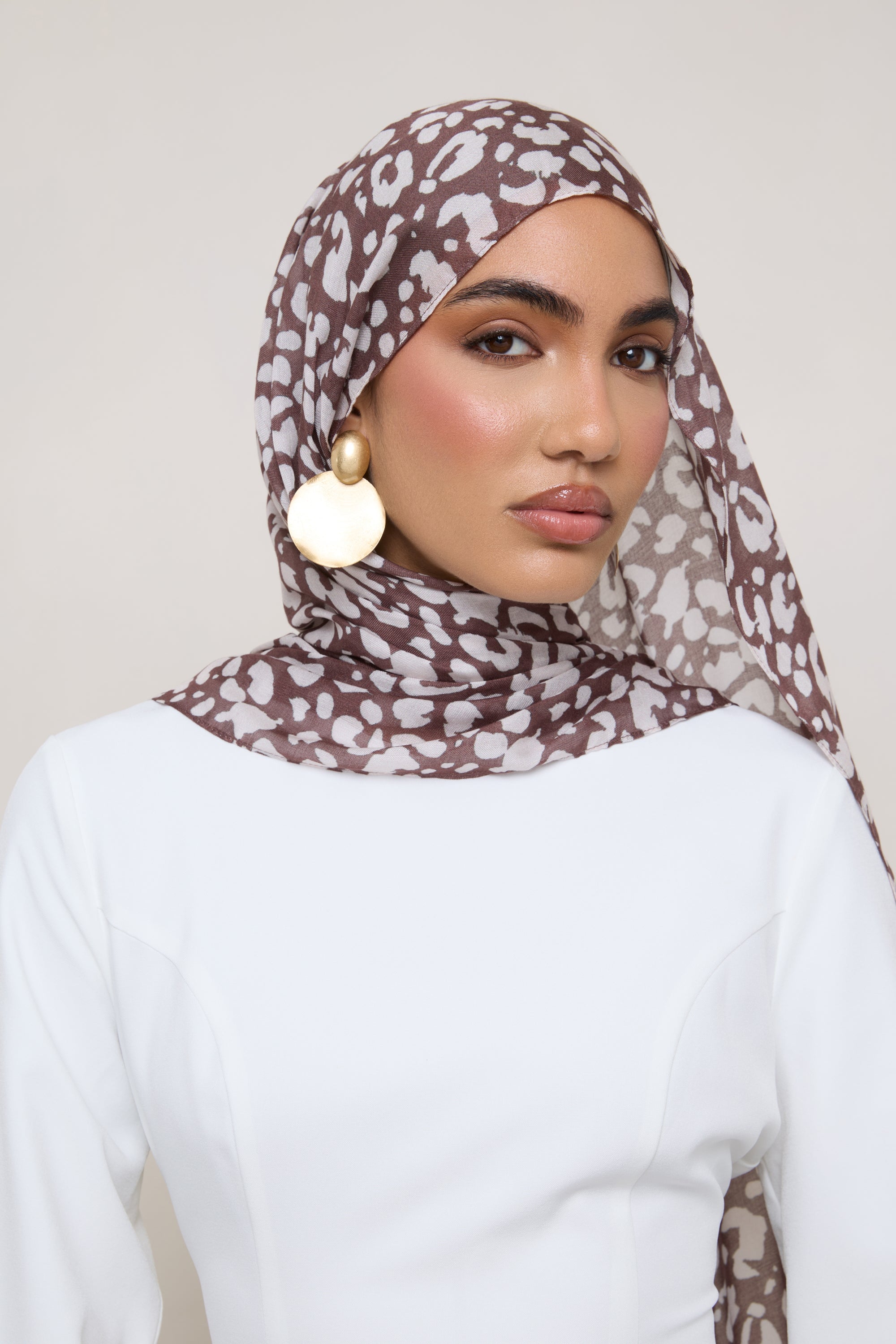 Printed Modal Hijab - Stone Leopard Hijabs Veiled