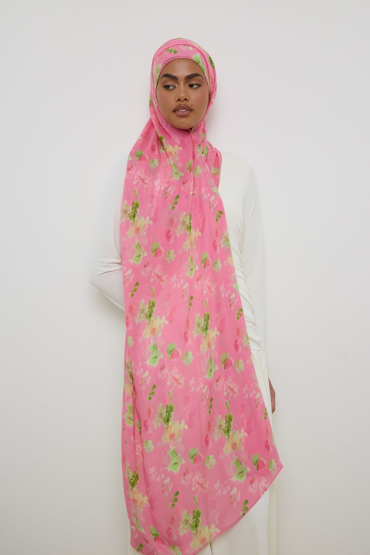 Printed Modal Hijab - Strawberry Pink Hijabs Veiled