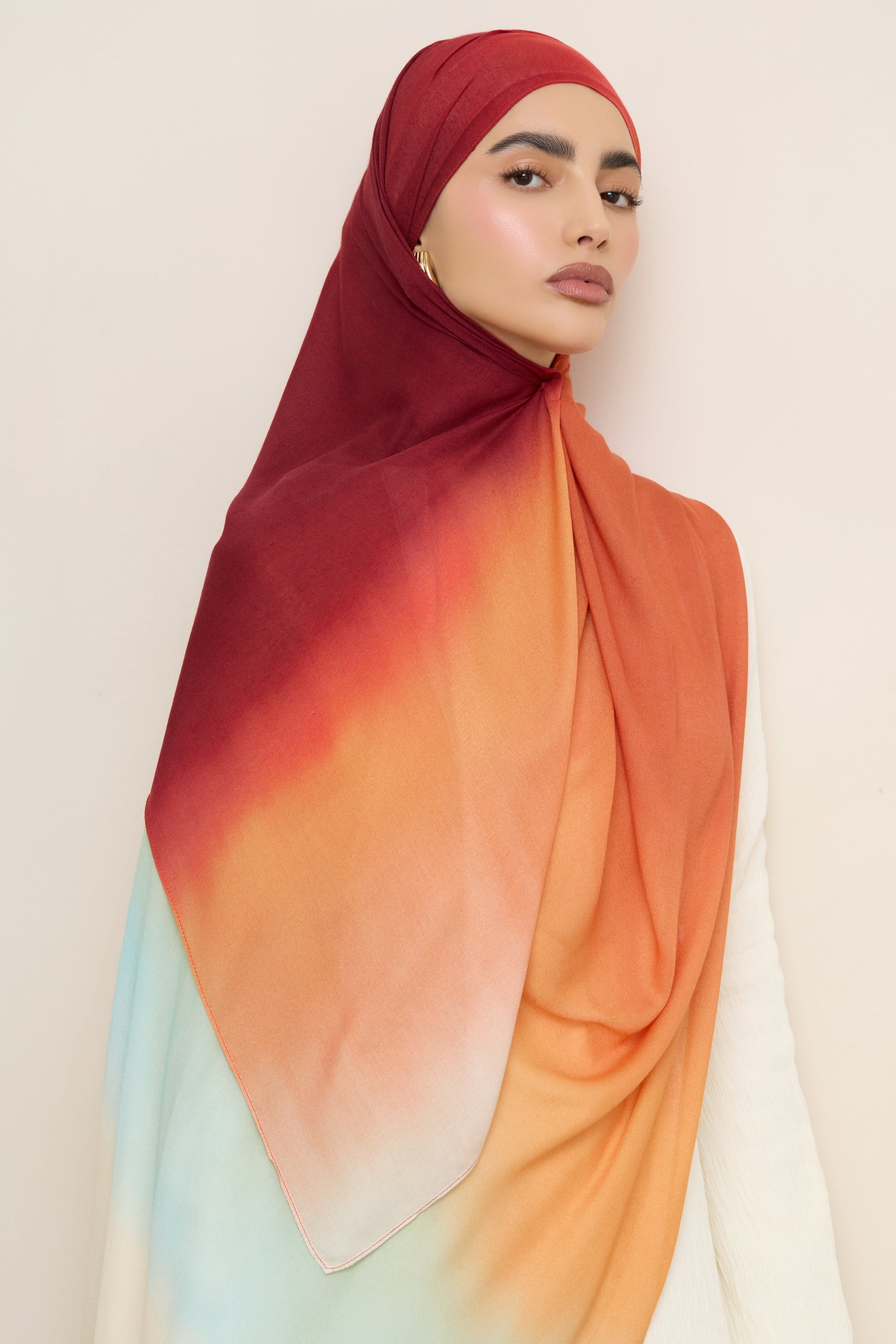 Printed Modal Hijab - Summer Ombre Drip Hijabs Veiled