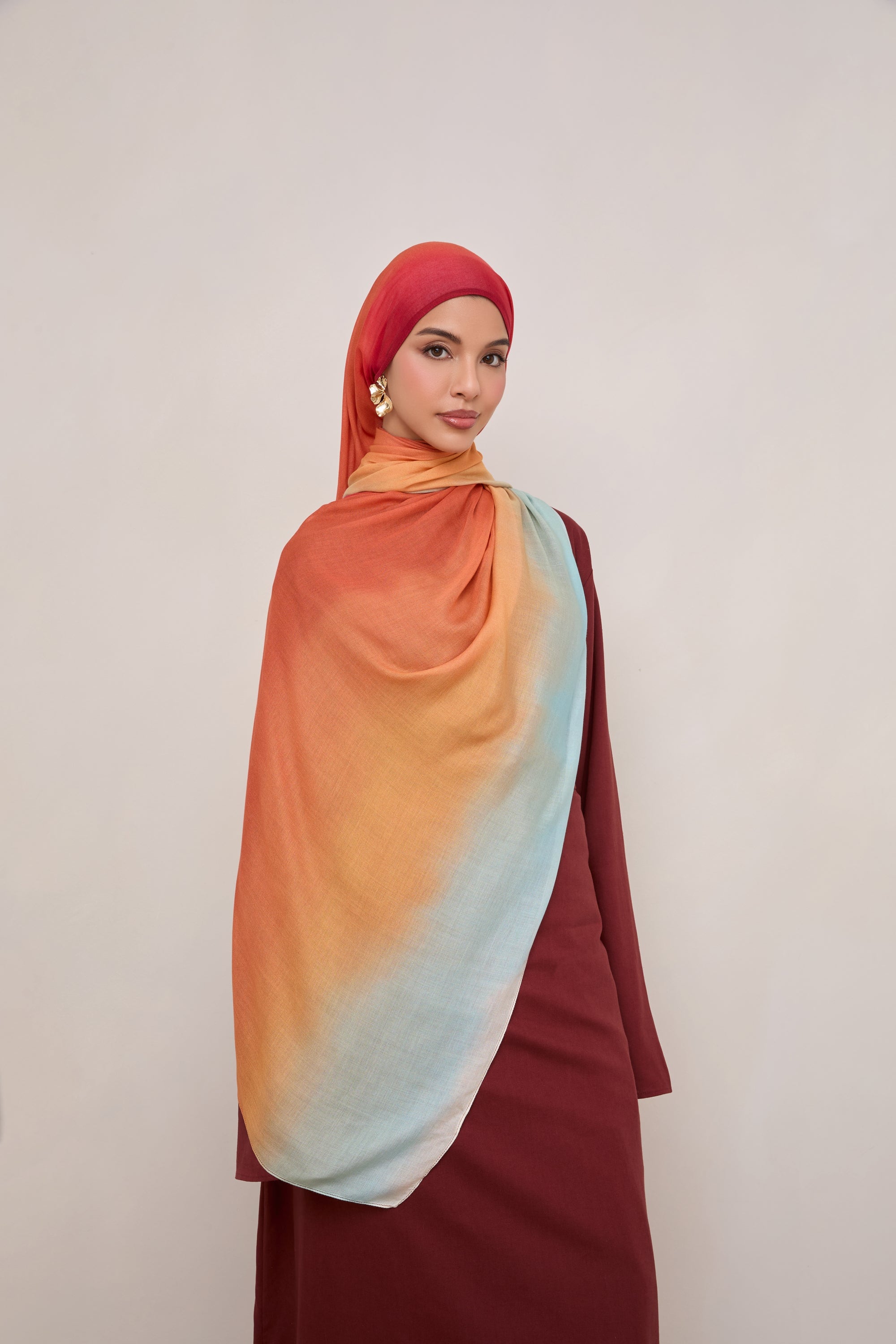 Printed Modal Hijab - Sunset Ombre Hijabs Veiled