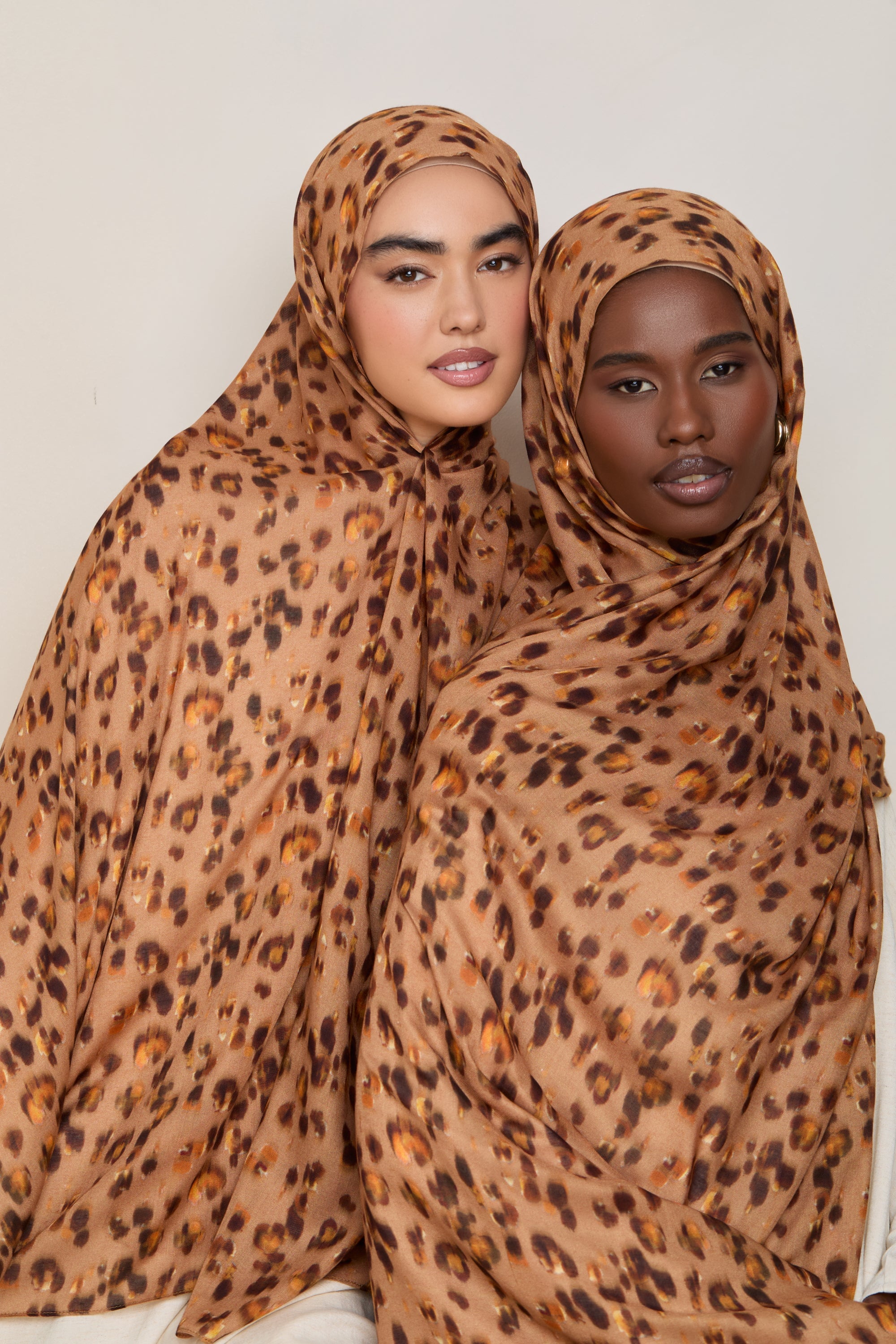 Printed Modal Hijab - Tan Leopard Bloom Hijabs Veiled