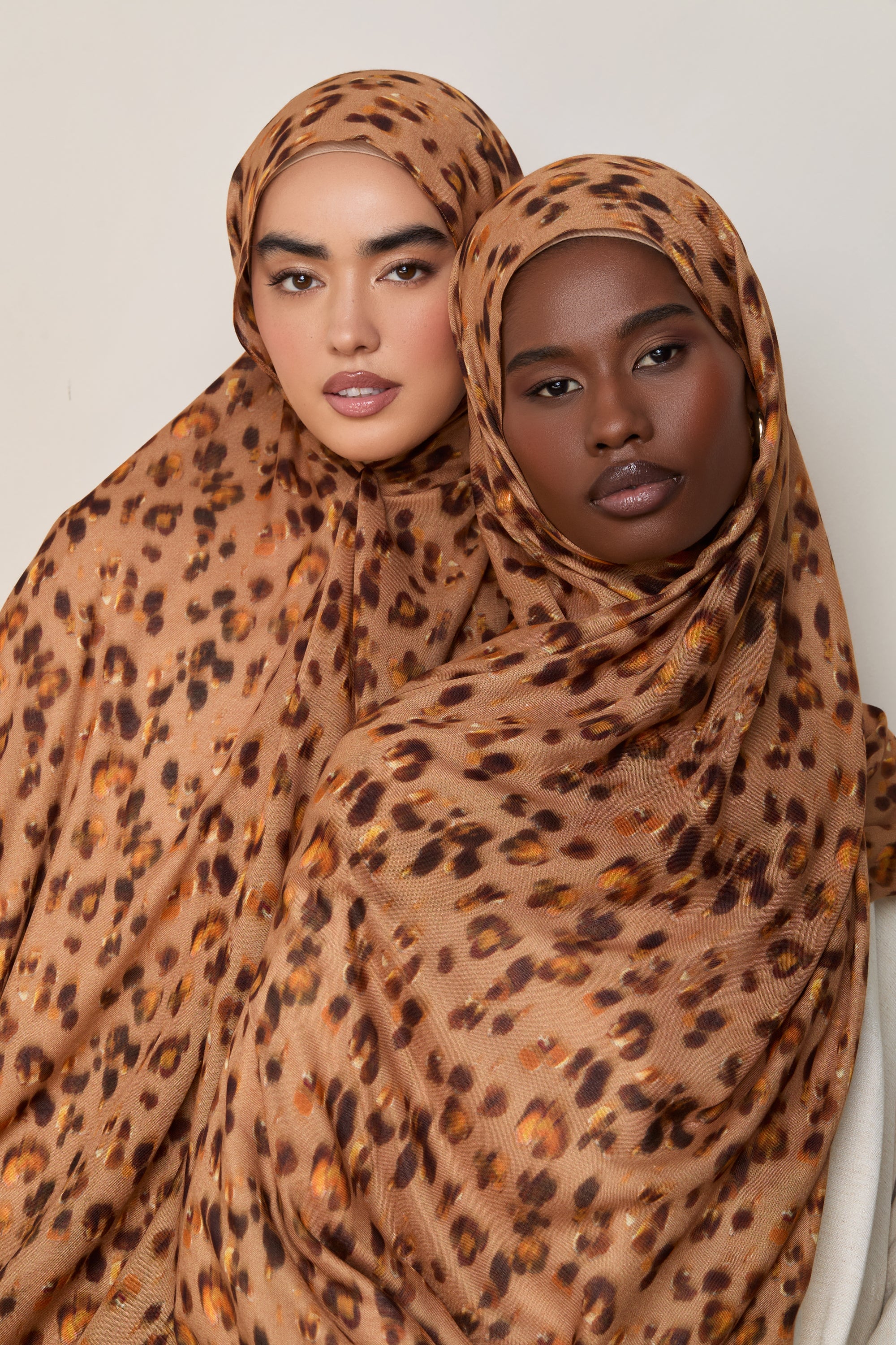 Printed Modal Hijab - Tan Leopard Bloom Hijabs Veiled