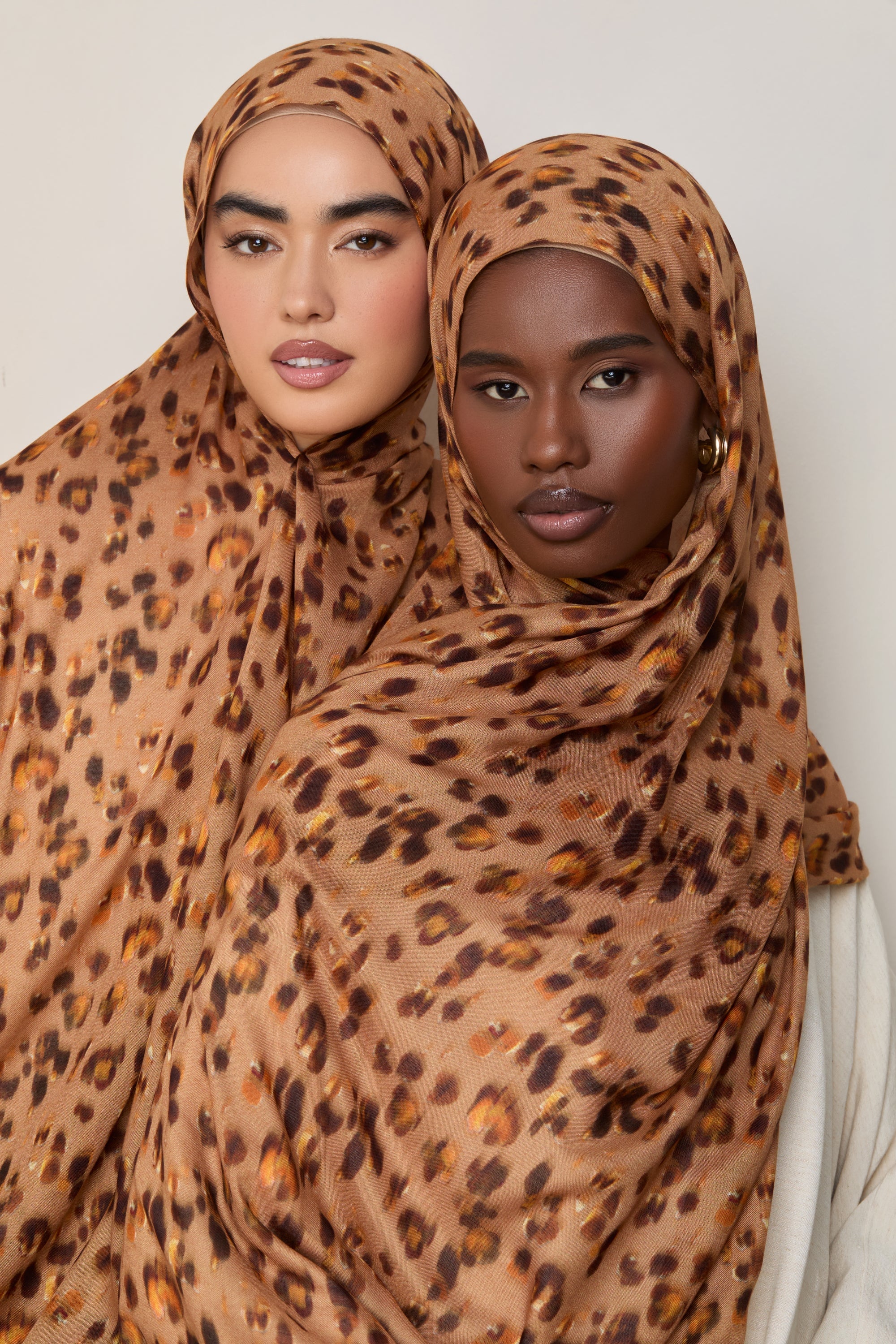 Printed Modal Hijab - Tan Leopard Bloom Hijabs Veiled