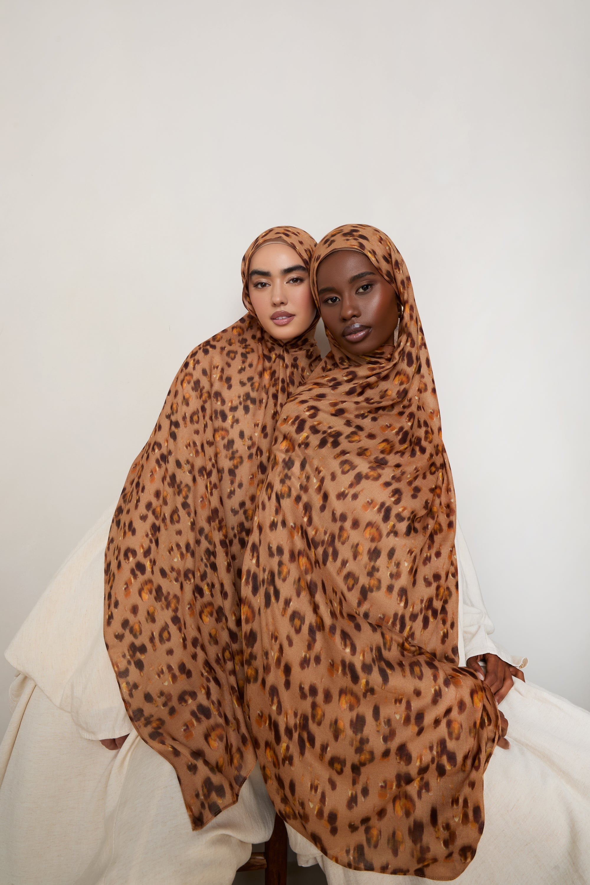 Printed Modal Hijab - Tan Leopard Bloom Hijabs Veiled