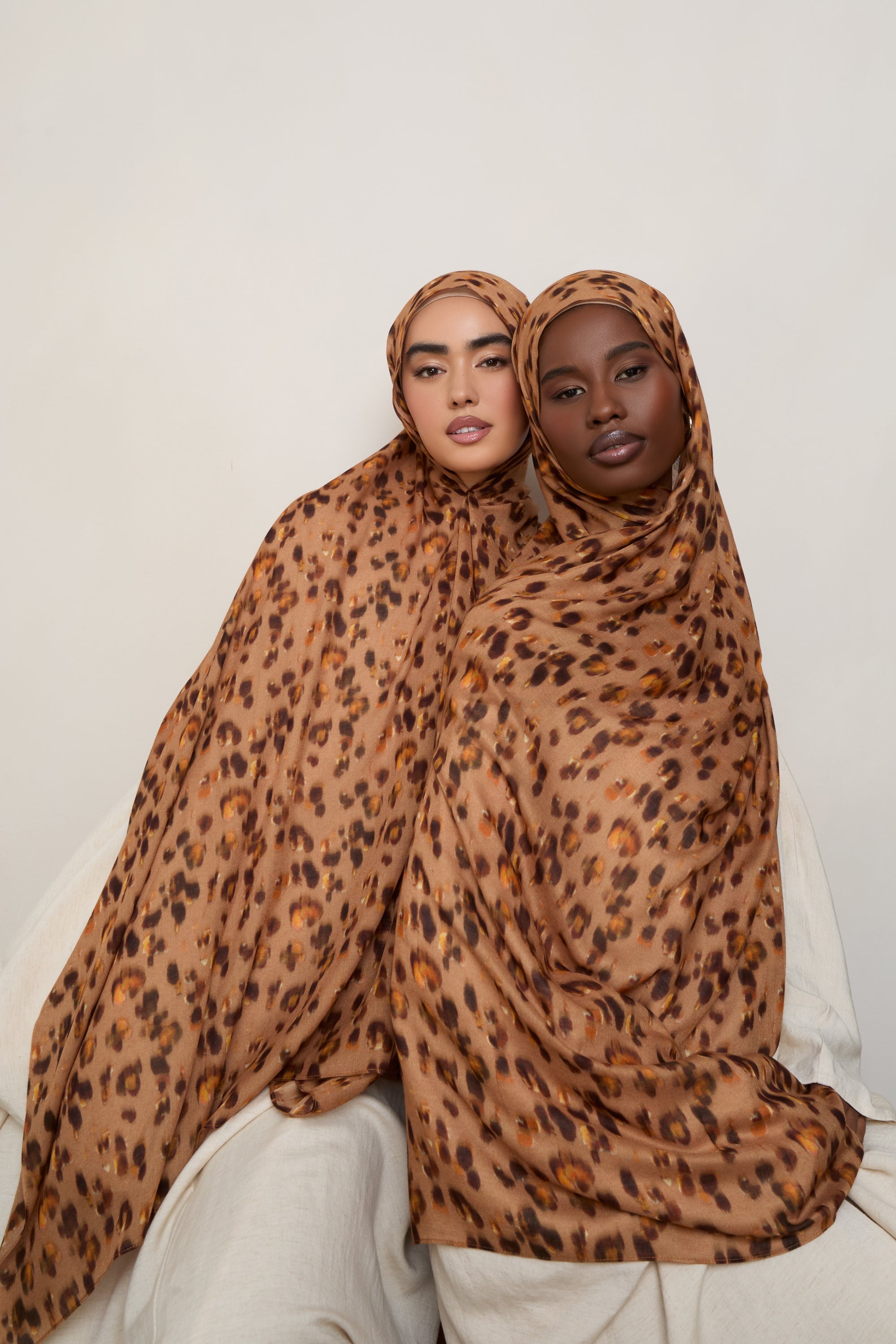 Printed Modal Hijab - Tan Leopard Bloom Hijabs Veiled